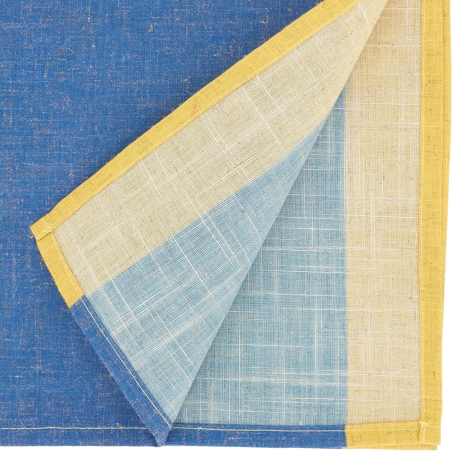 Saro Lifestyle Color Block Border Table Runner, Blue, 16"x72"