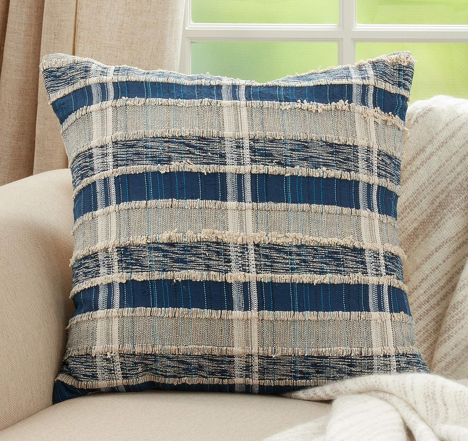 Saro Lifestyle Saro Lifestyle Striped Design Woven Cotton Pillow Cover