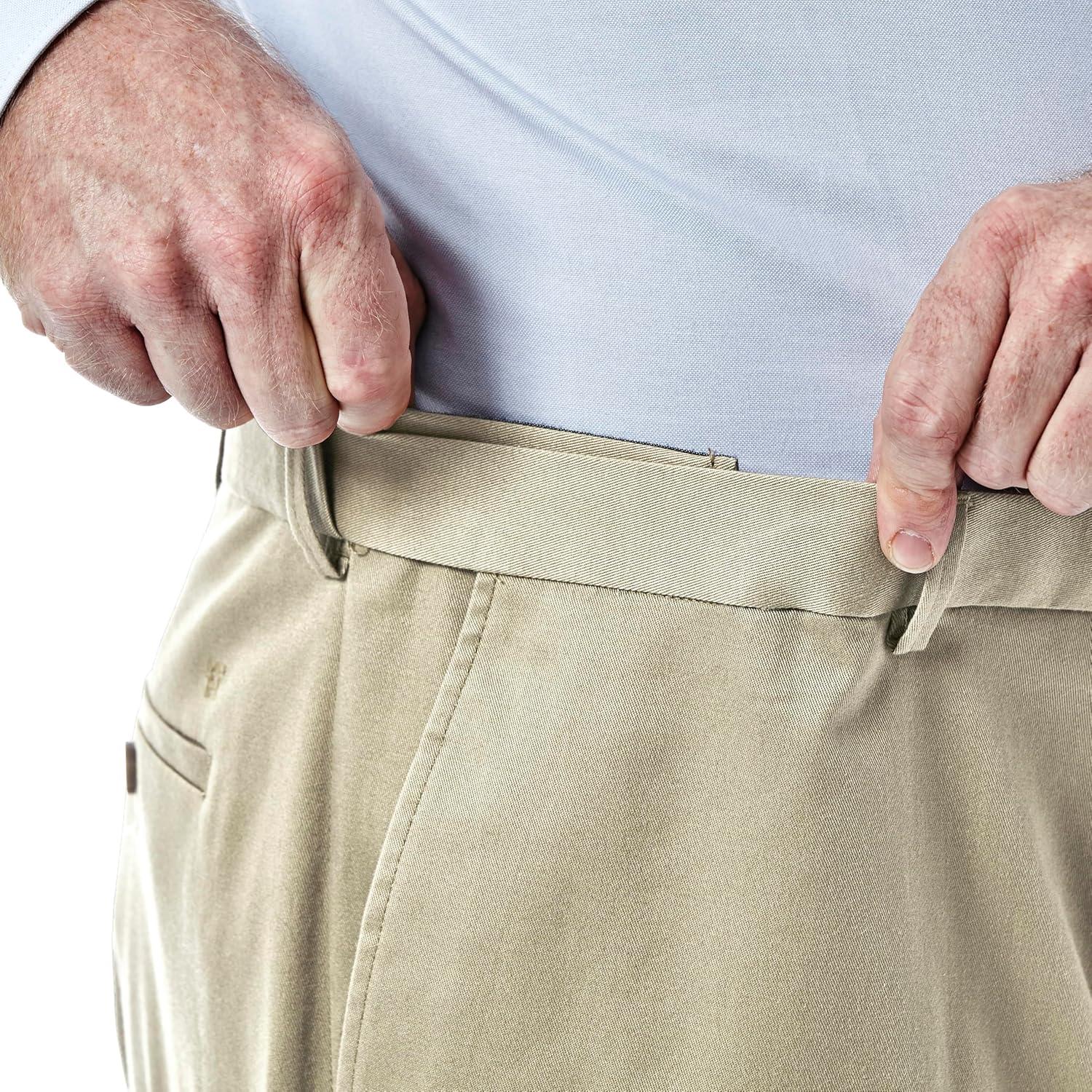 Haggar Mens Big-Tall Premium No Iron Khaki Classic-Fit Expandable-Waist Plain-Front Pant 52W x 30L Khaki