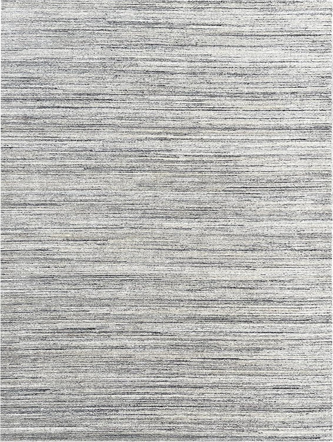 EORC Natural IVORY Hand-Knotted Wool Modern Lori Baft  Design Solid Color Rug