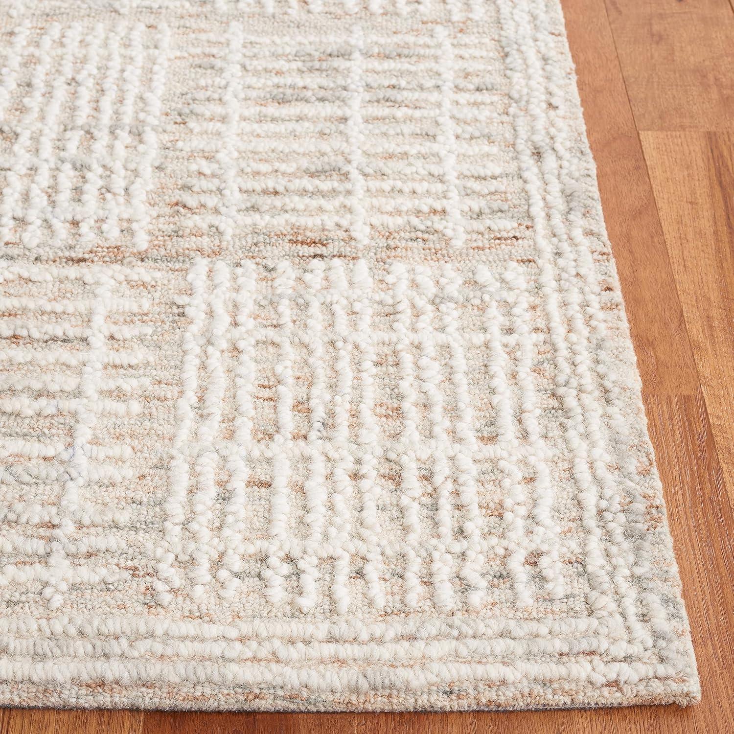 SAFAVIEH Abstract Milan Striped Area Rug, Brown/Ivory, 6' x 6' Round