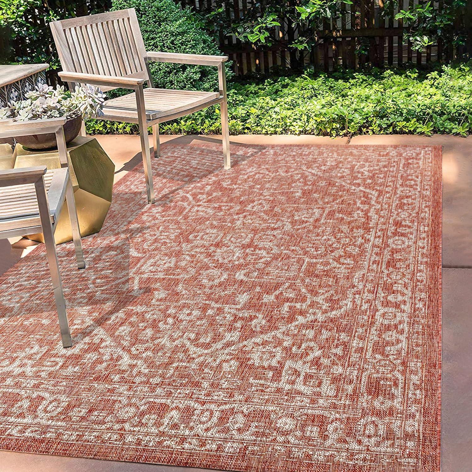 Malta Bohemian Inspired Medallion Textured Weave Indoor/Outdoor Area Rug - JONATHAN Y