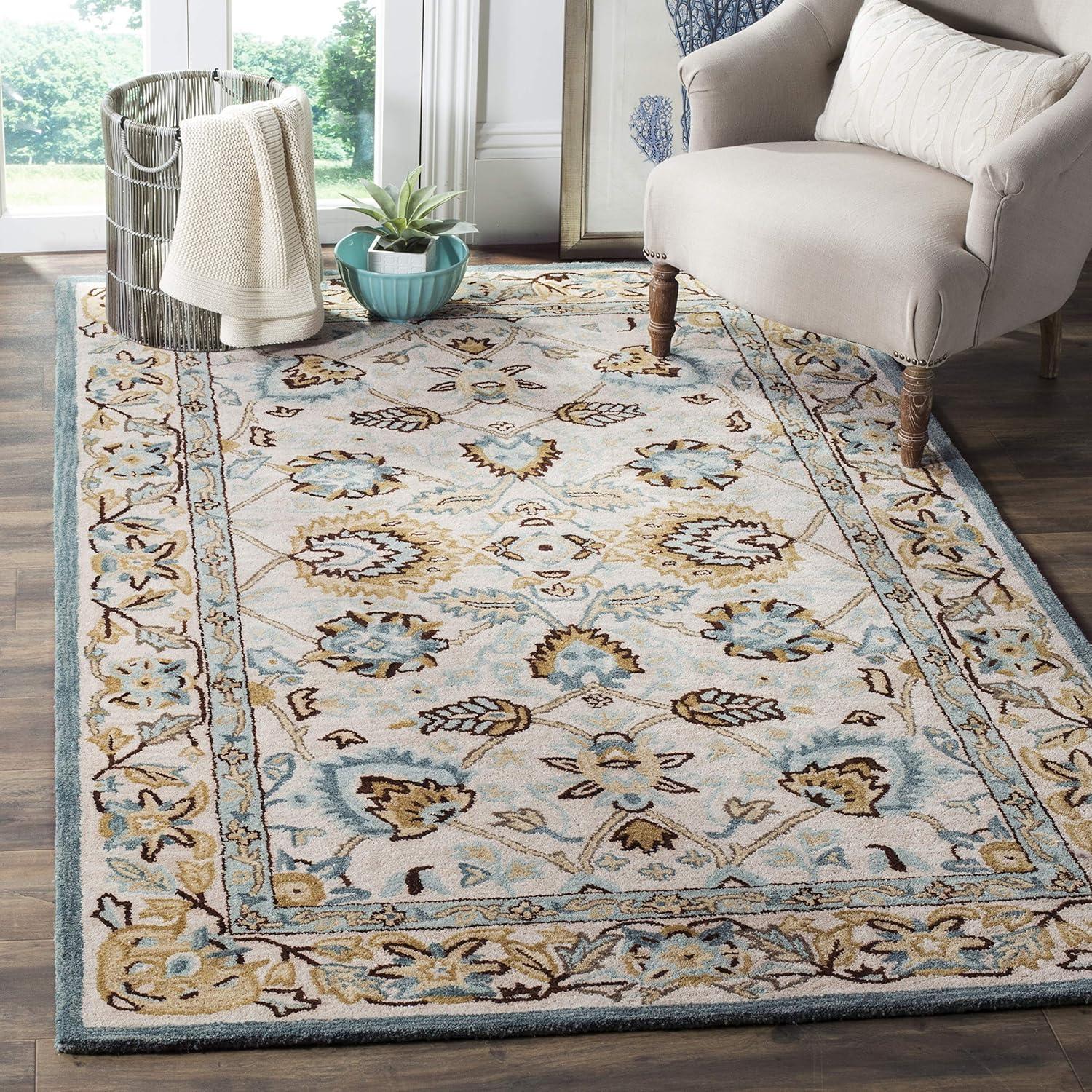 Antiquity AT812 Hand Tufted Indoor Accent Rug - Peacock/Blue - 3'x5' - Safavieh