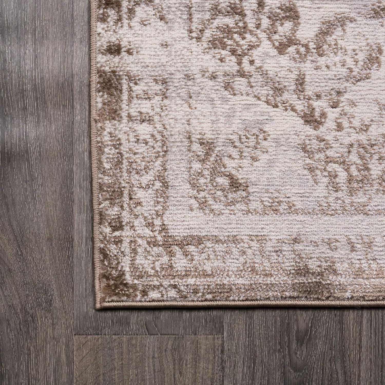 4'x6' Alhambra Ornate Medallion Modern Area Rug, Brown/Cream - JONATHAN Y