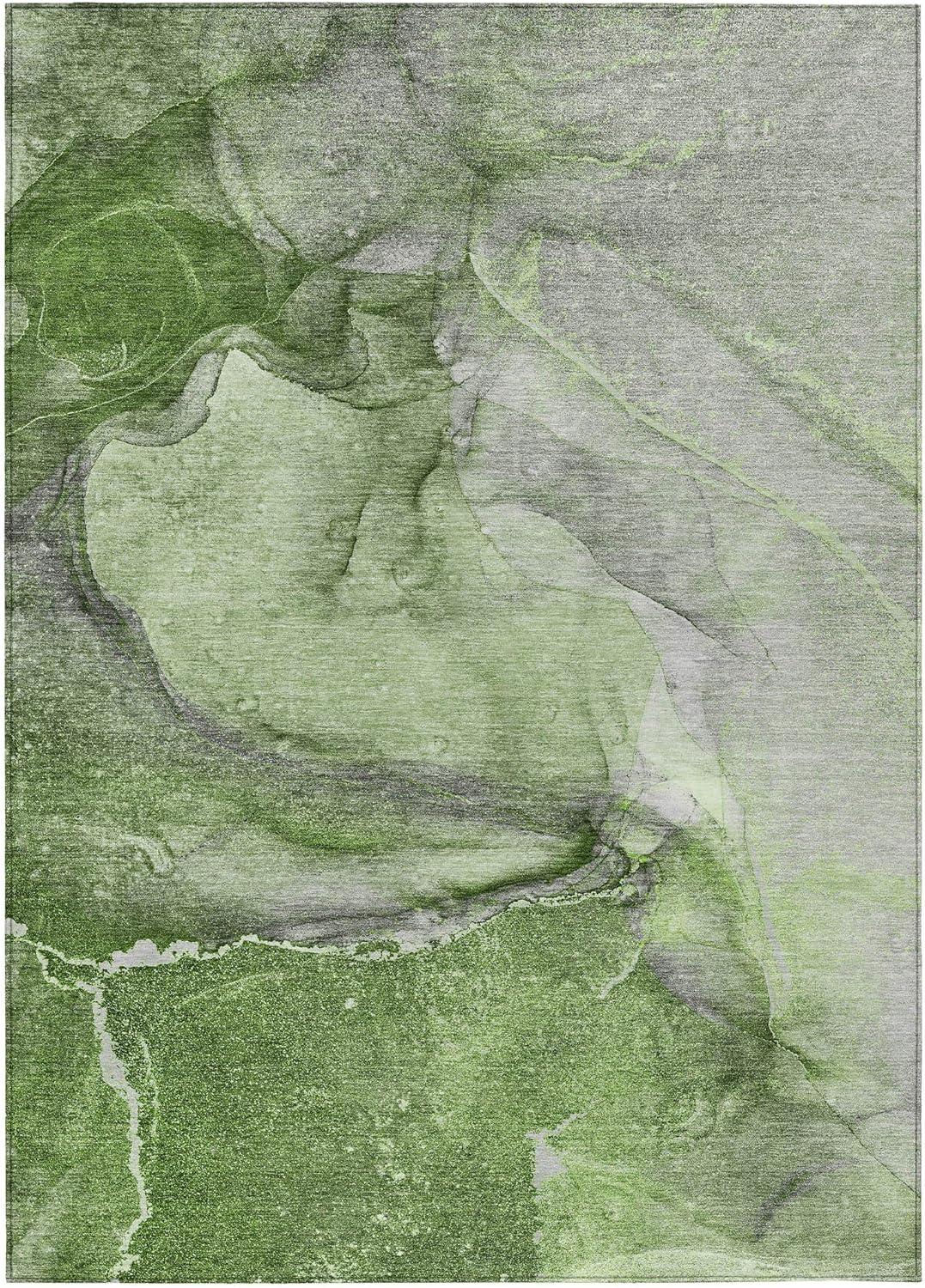 Olive Green Synthetic Flat Woven 8' x 10' Area Rug