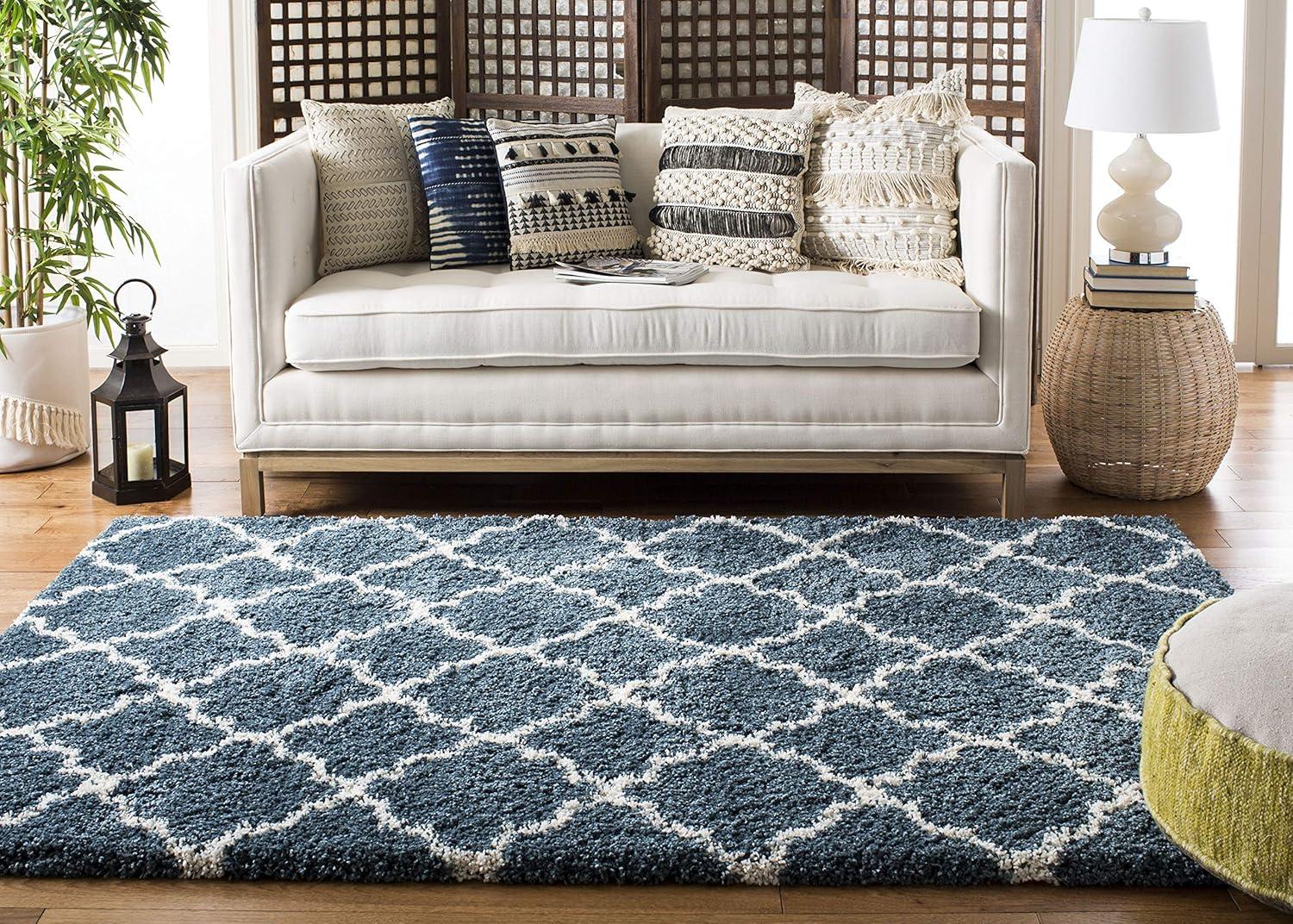 Hudson Shag SGH282 Power Loomed Indoor Area Rug - Slate Blue/Ivory - 4'x6' - Safavieh.