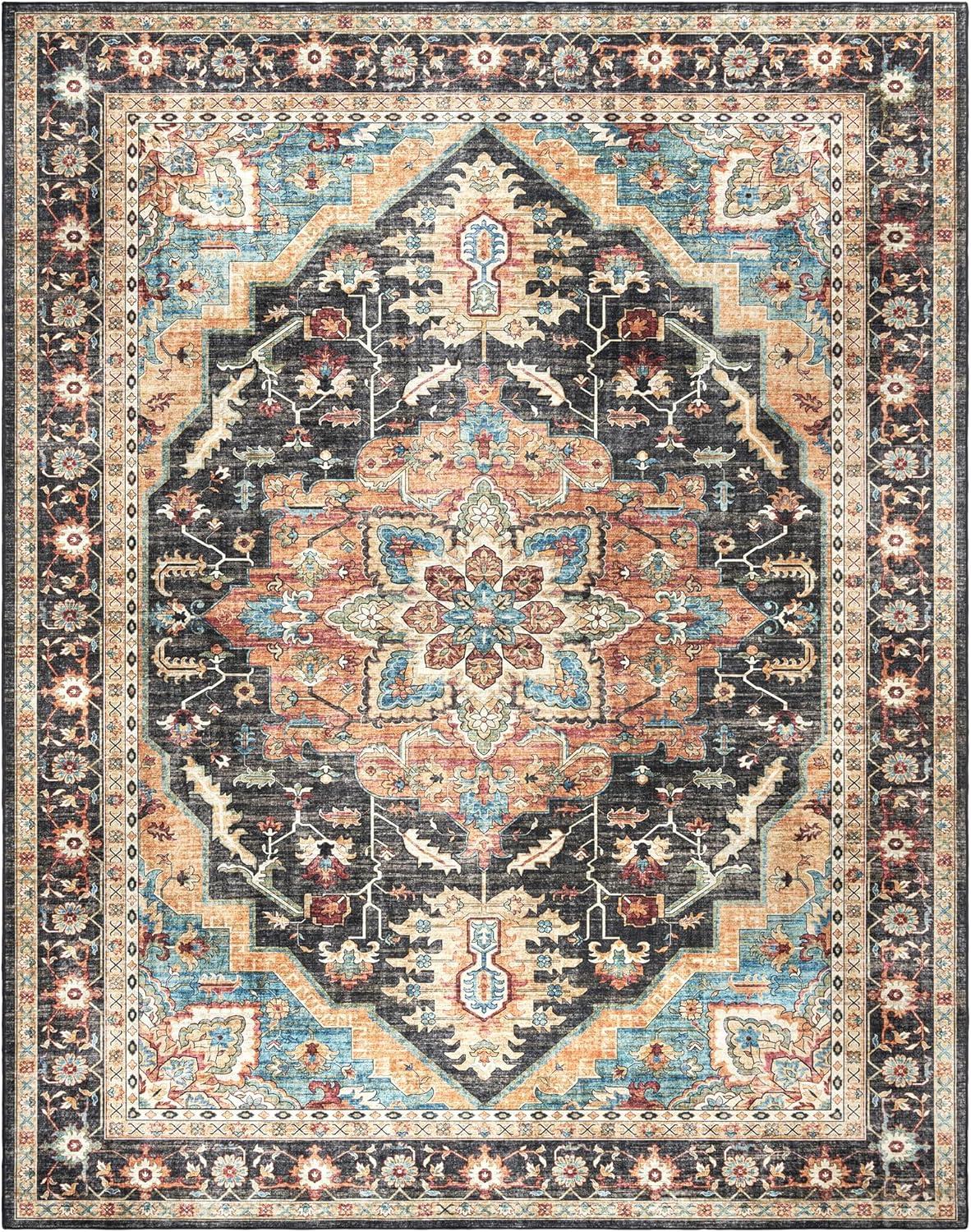 Gertmenian Crystal Print Tiefi Washable Digital Print Traditional Medallion Area Rug