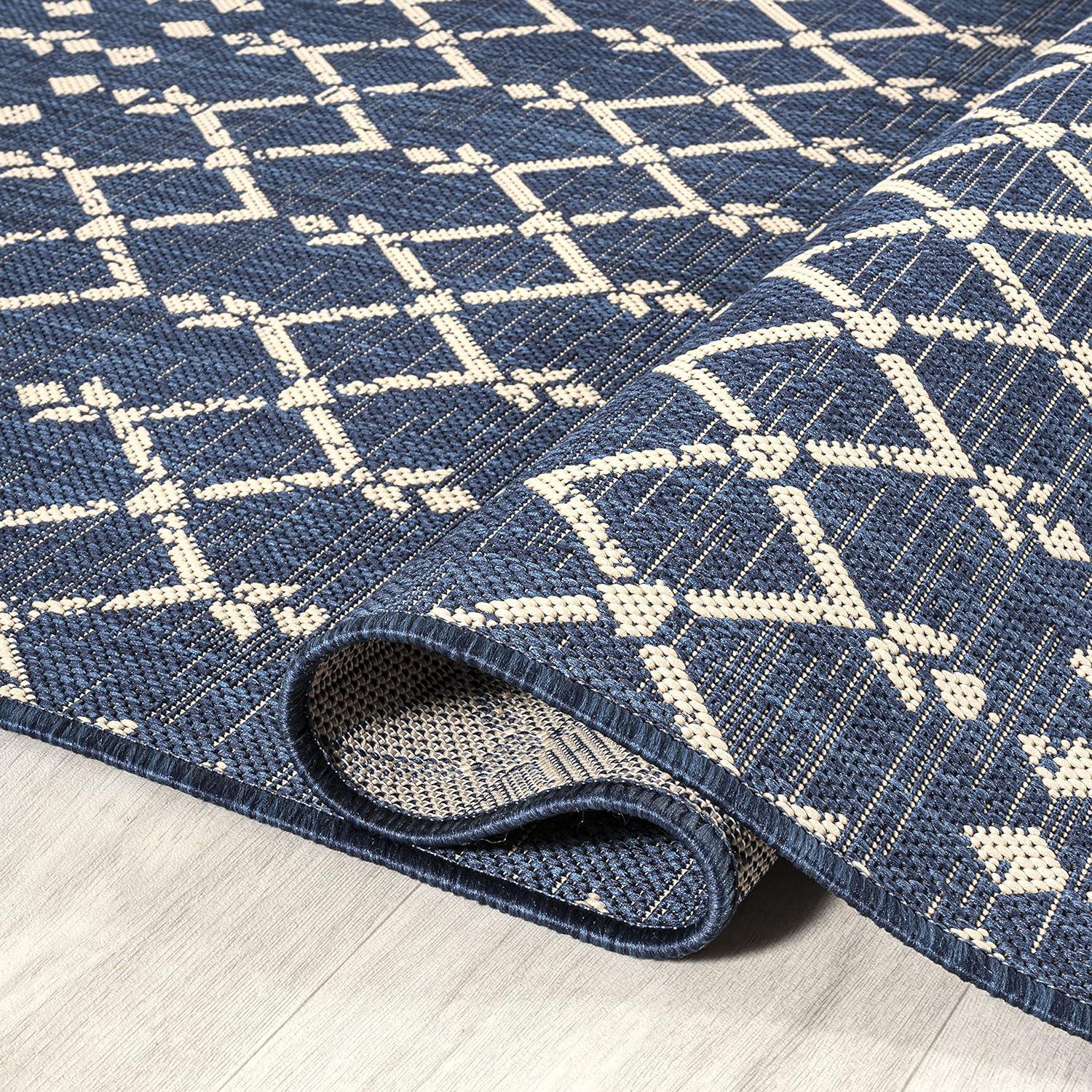 Ourika Moroccan Geometric Textured Weave Indoor/Outdoor Area Rug - JONATHAN Y