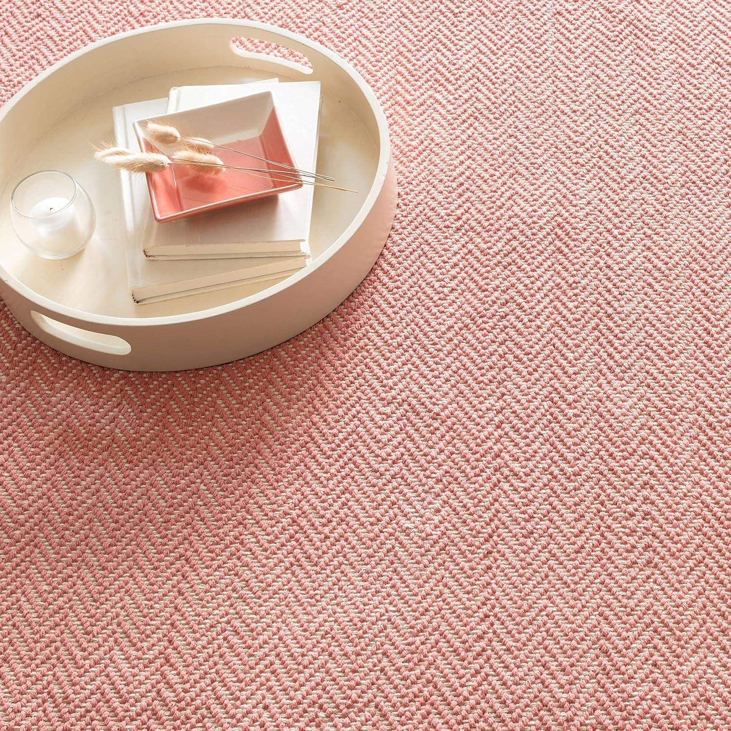 Herringbone Coral Handwoven Cotton Rug