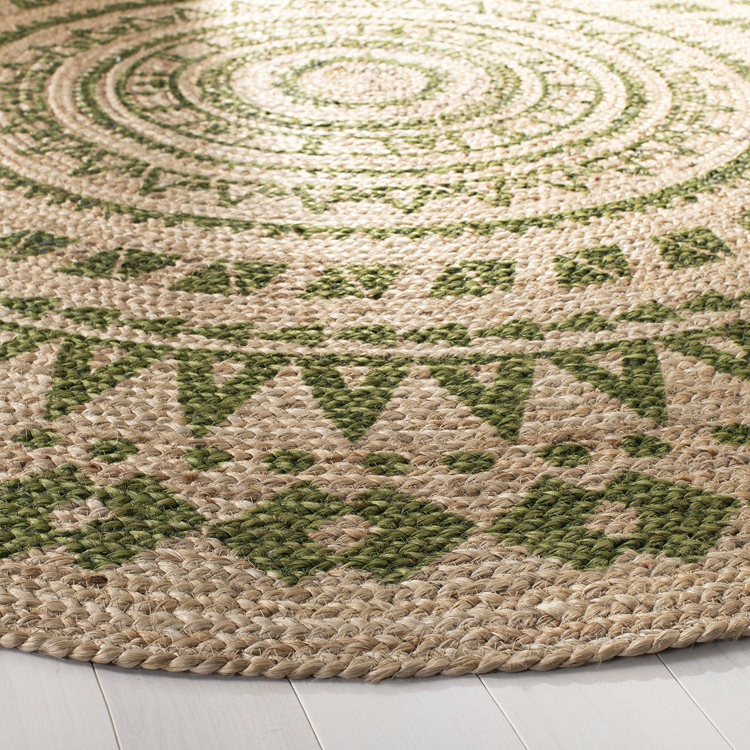 Natural Fiber NF802 Hand Woven Indoor Area Rug - Orange/Natural - 3' Round - Safavieh