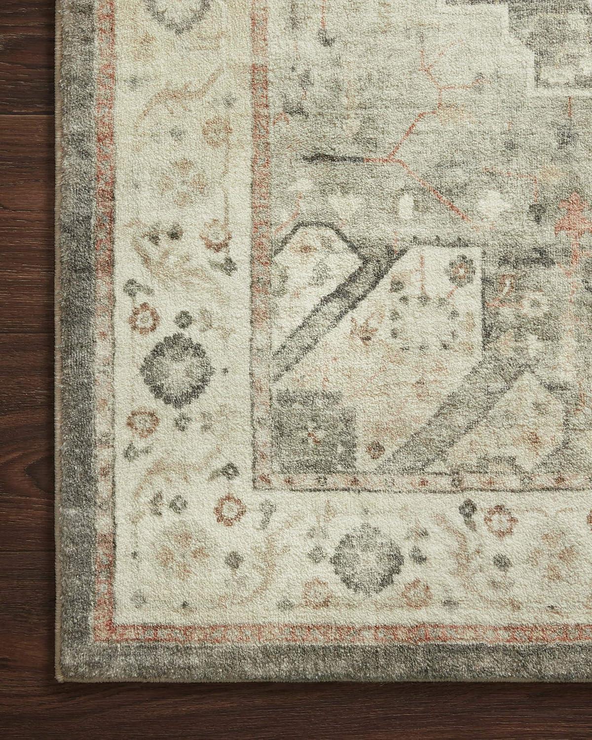 Loloi II Rosette Oriental Traditional Area Rug, Off-White, 18" x 18"