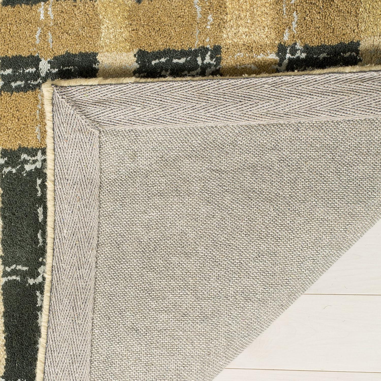 Martha Stewart Hand Tufted Wool/Viscose Plaid Rug in Cornucopia Gold