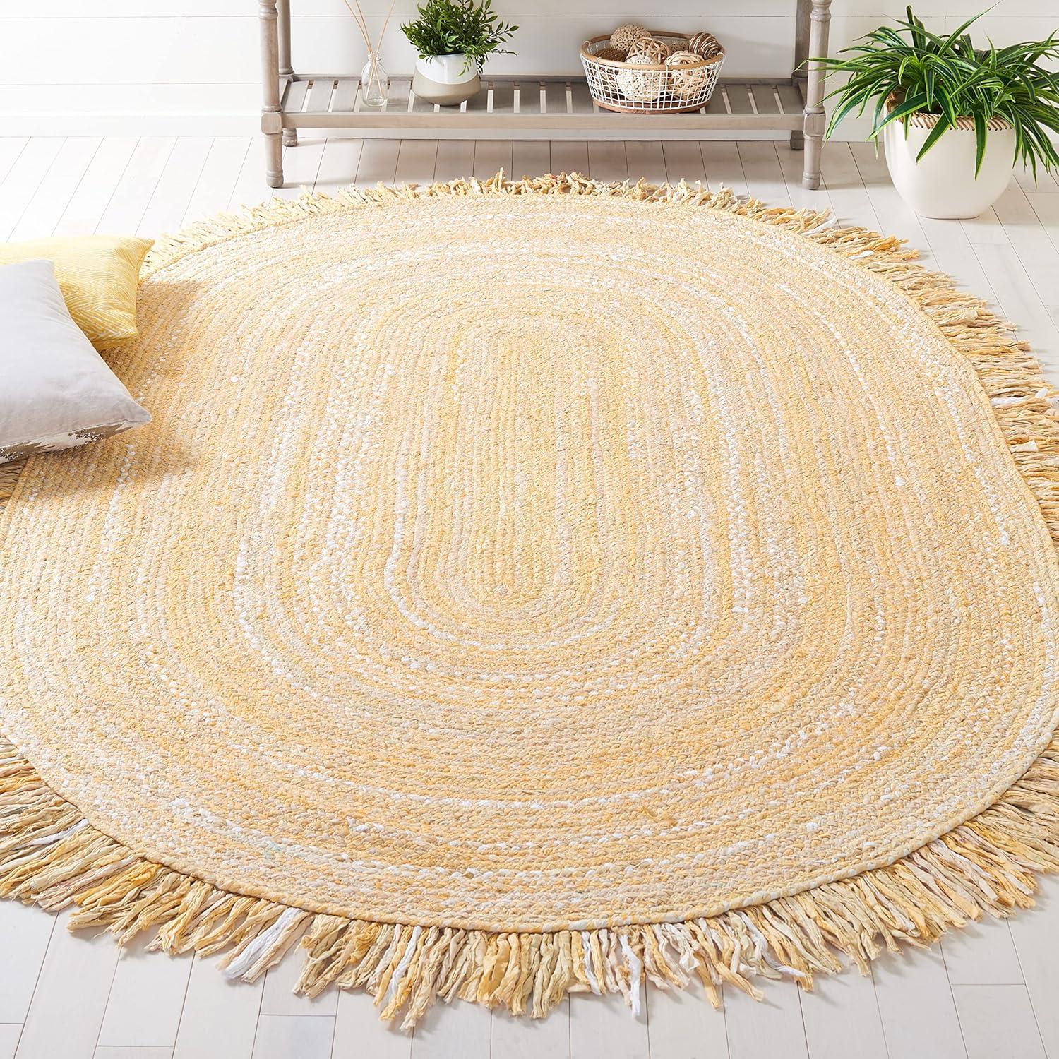 Braided BRD451 Hand Woven Area Rug - Navy/Black - 6'x9' Oval - Safavieh.