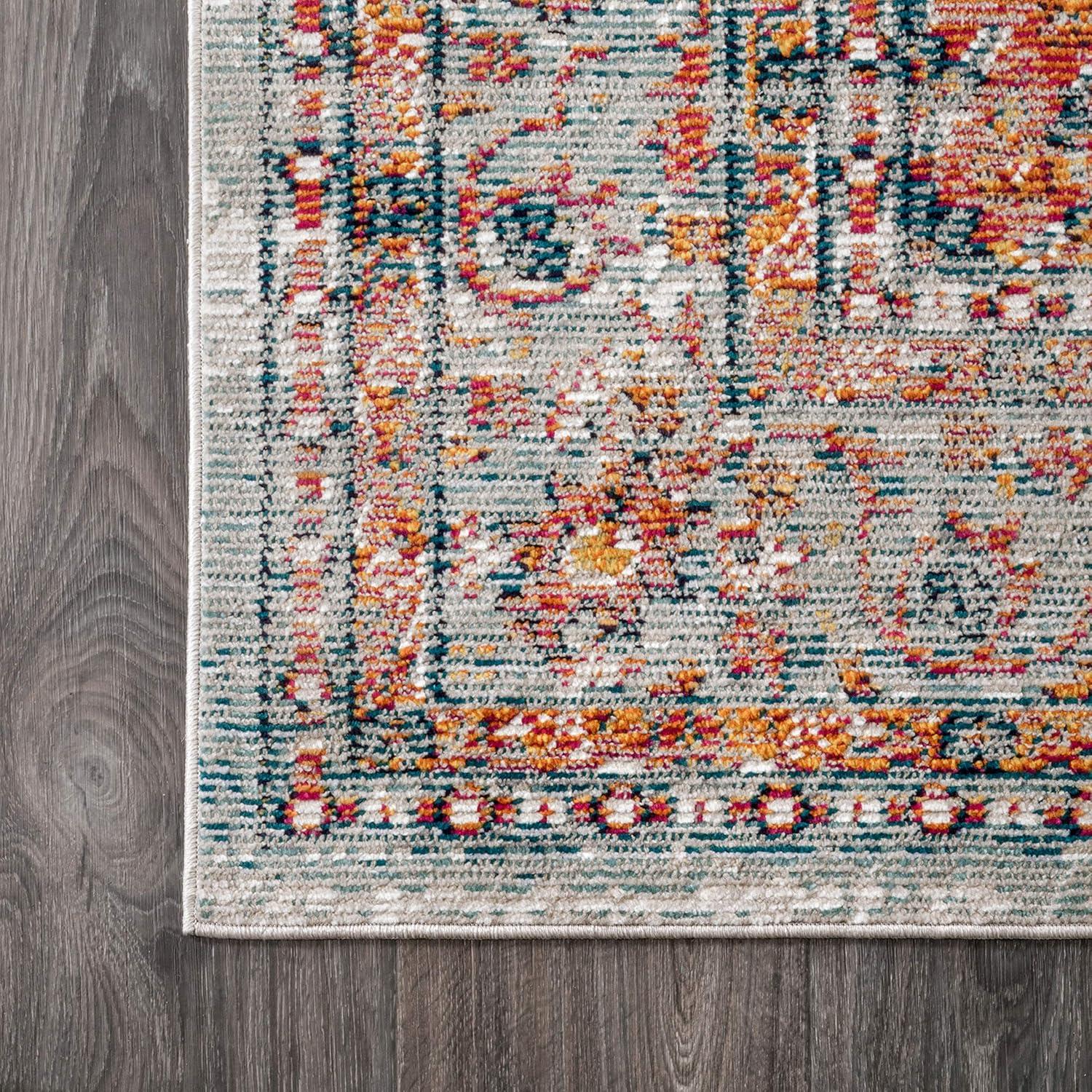 4'x6' Cadiz Vintage Medallion Area Rug, Coral/Turquoise - JONATHAN Y