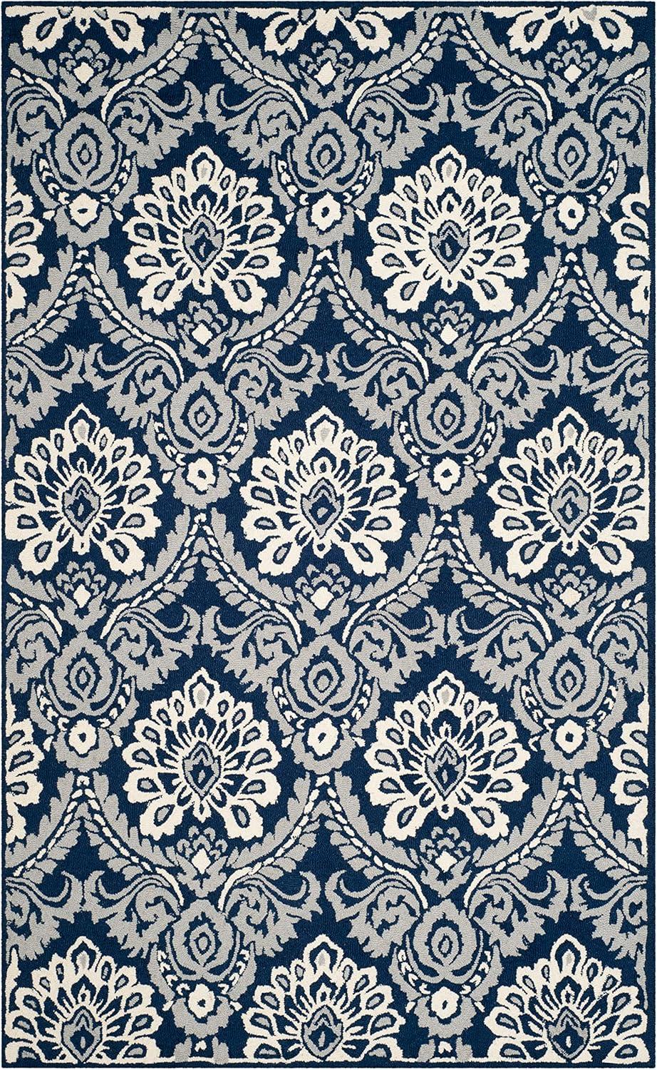 Blossom BLM106 Hand Tufted Indoor Area Rug - Blue/Ivory - 6'x9' - Safavieh