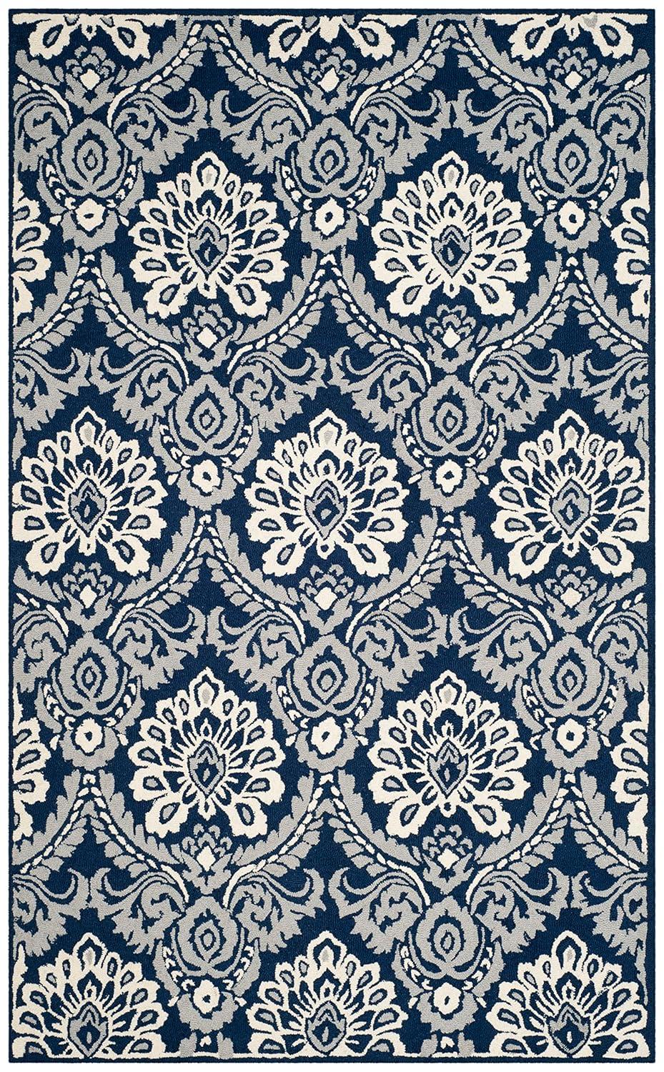 Blossom BLM106 Hand Tufted Indoor Area Rug - Blue/Ivory - 6'x9' - Safavieh