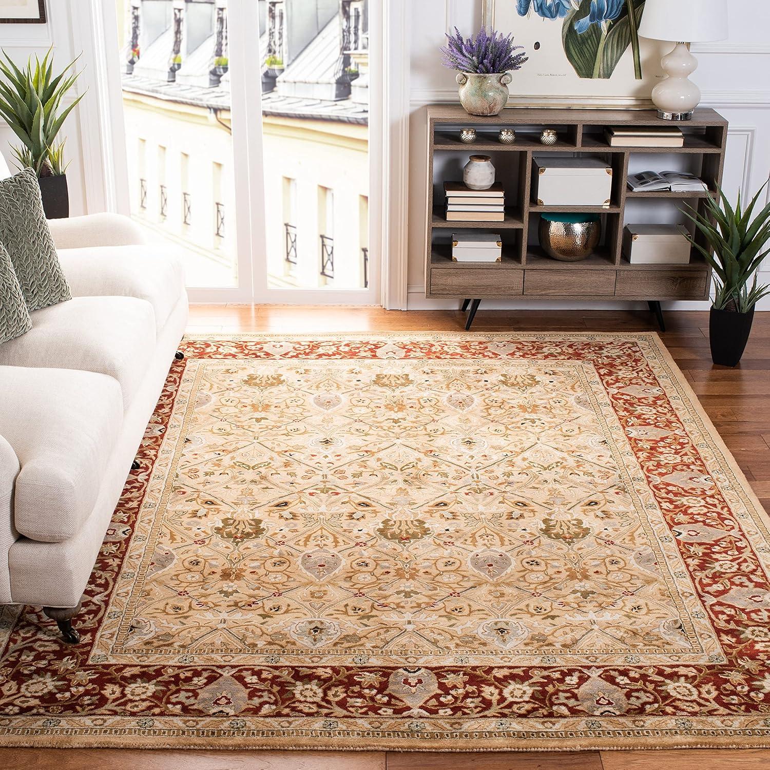 SAFAVIEH Persian Legend Amy Floral Bordered Wool Area Rug, Ivory/Rust, 3' x 5'