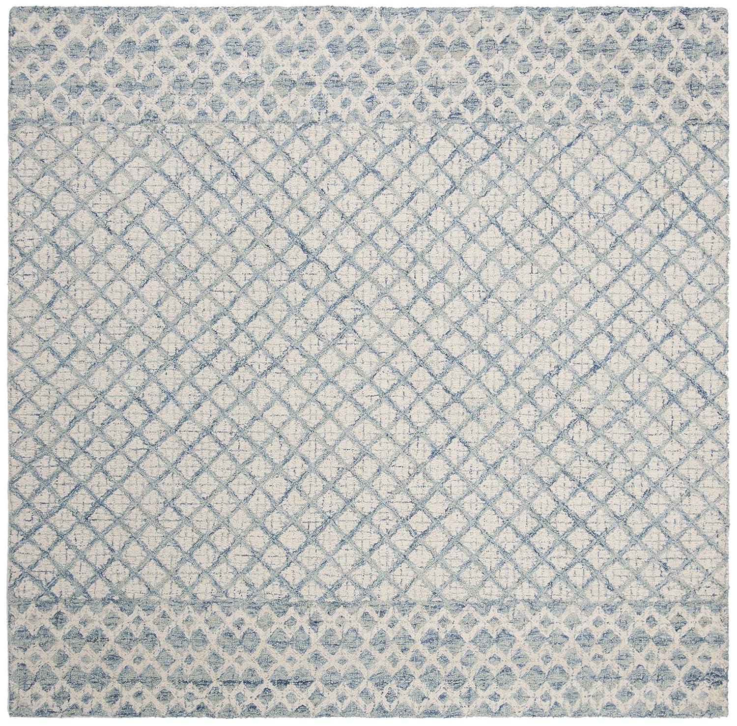 Abstract ABT203 Handmade Indoor Area Rug - Blue/Ivory - 4'x4' - Safavieh