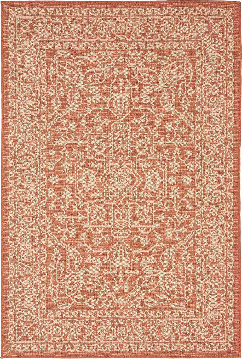 Terracotta Easy-Care Synthetic 4' x 6' Outdoor Rectangular Rug