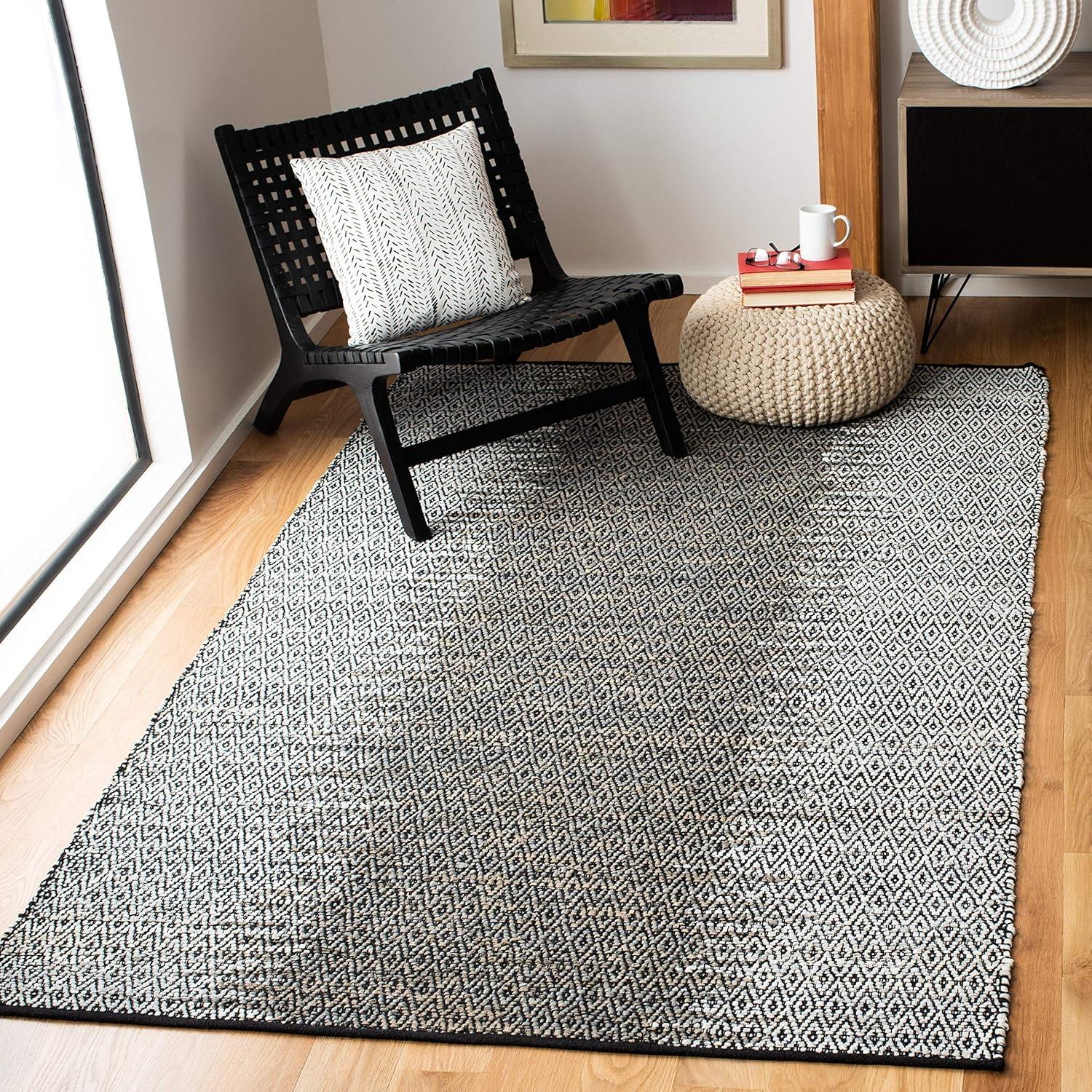 Vintage Leather VTL389 Hand Woven Indoor Accent Rug - Light Grey/Black - 3'x5' - Safavieh.