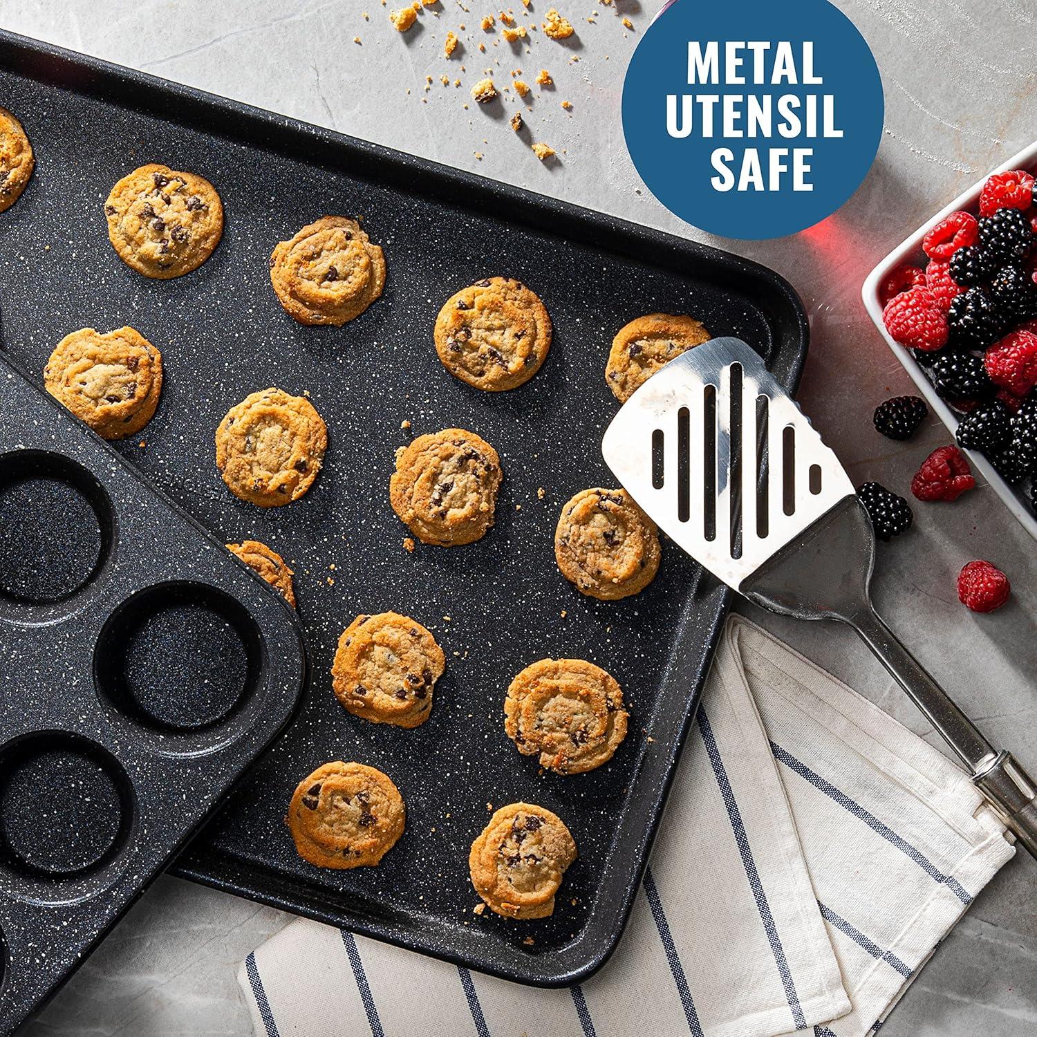 Granitestone Blue 20 Piece Aluminum Non Stick Cookware & Bakeware Set with Ultra Nonstick Surface, Oven & Dishwasher Safe