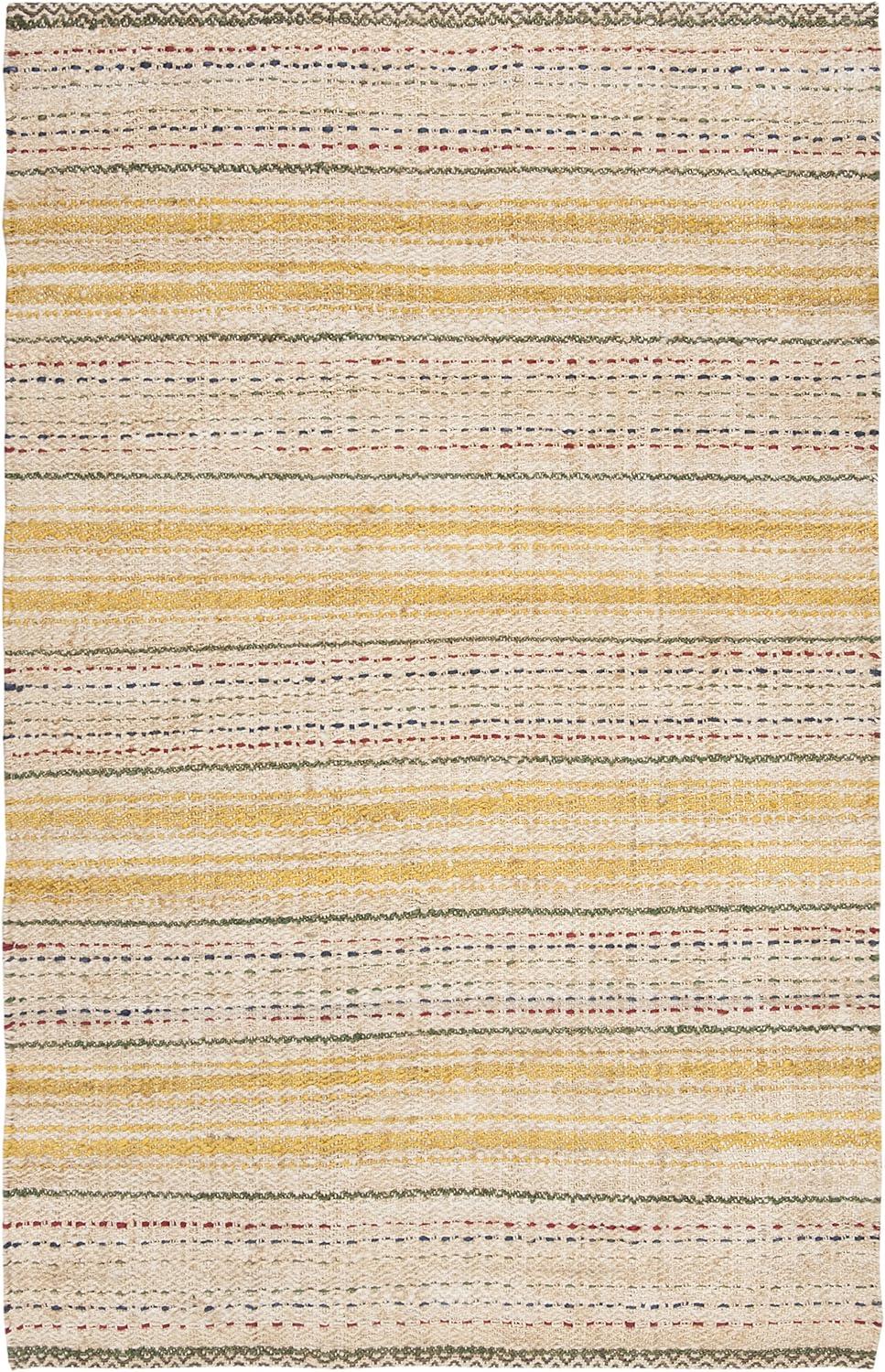 Hand-Knotted Ivory & Gold Jute 5' x 8' Area Rug