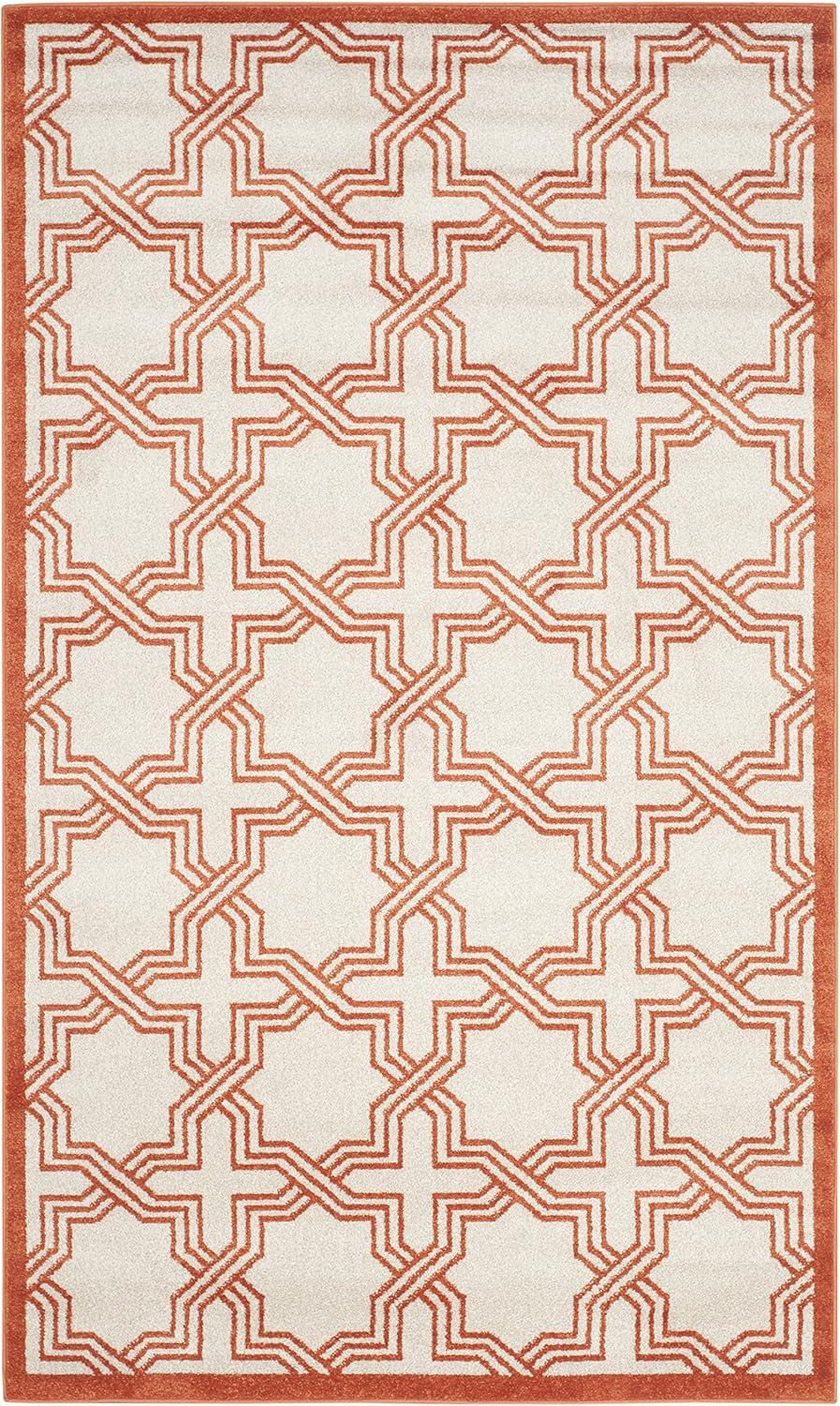 SAFAVIEH Amherst William Geometric Area Rug, Ivory/Orange, 5'3" x 8'