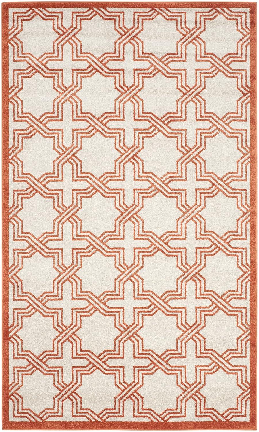 SAFAVIEH Amherst William Geometric Area Rug, Ivory/Orange, 5'3" x 8'