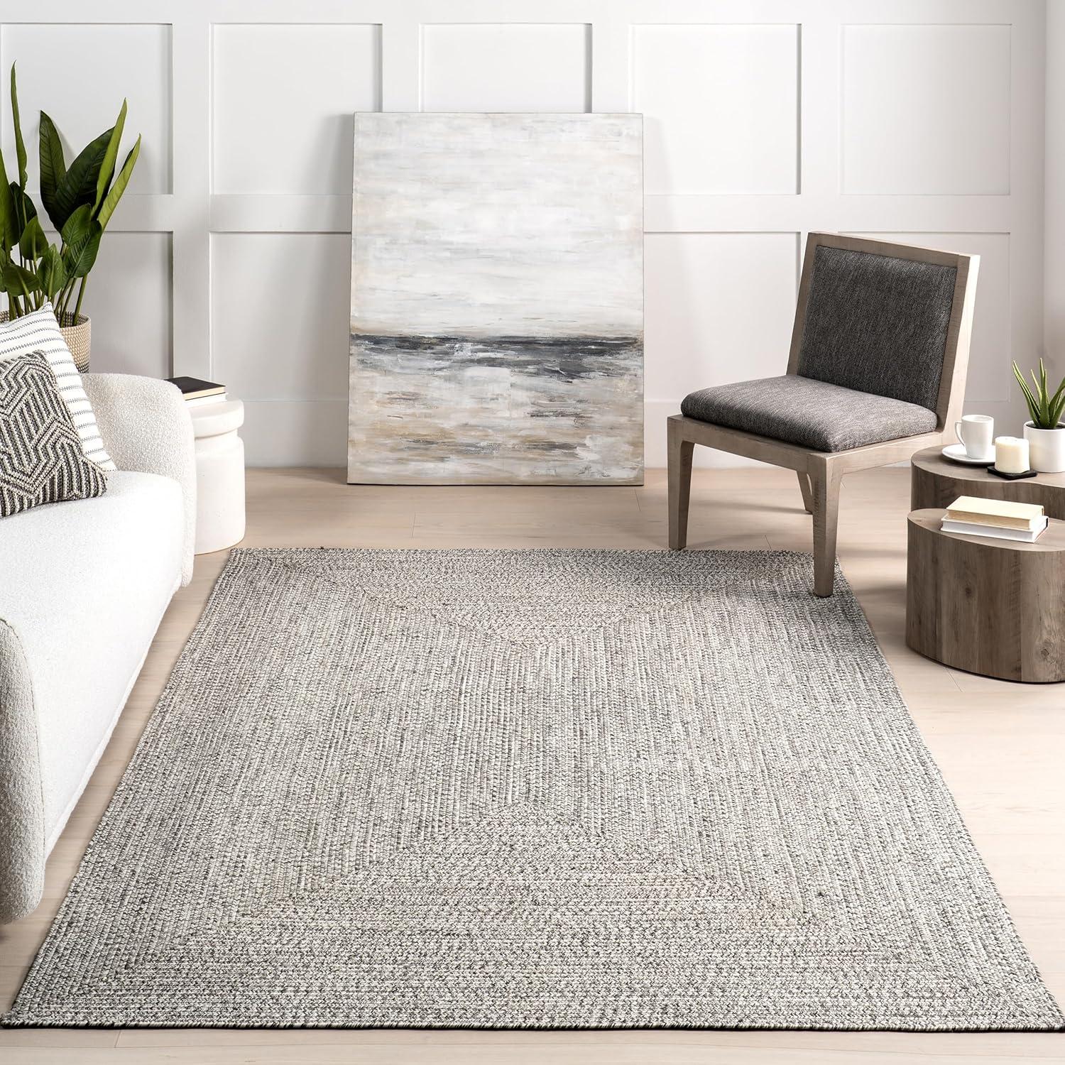 nuLOOM Wynn Braided Indoor/Outdoor Salt And Pepper 6' Casual Round Rug