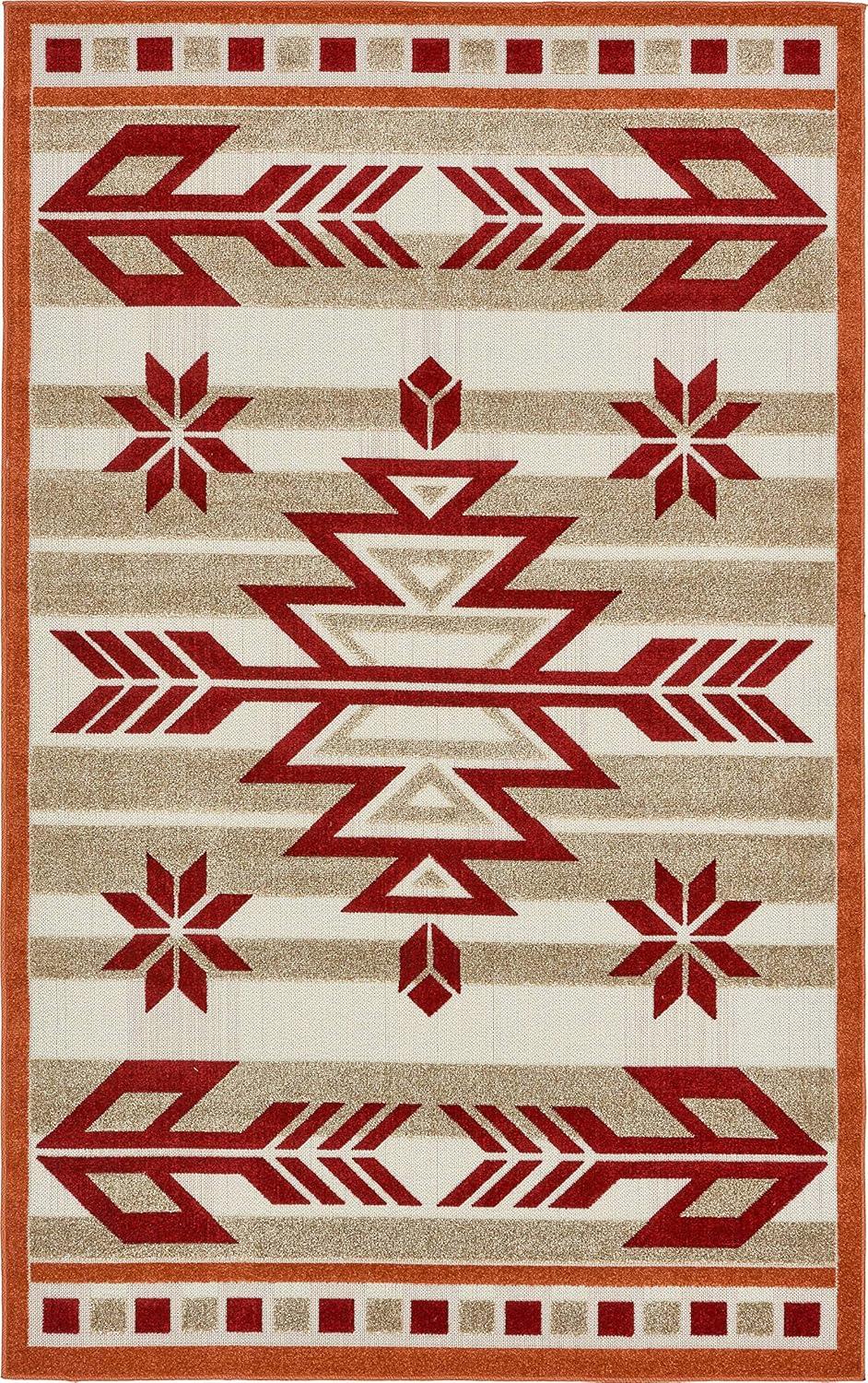 Unique Loom 5' 1 x 8' 0 Burgundy Outdoor Modern Albuquerque Area Rug