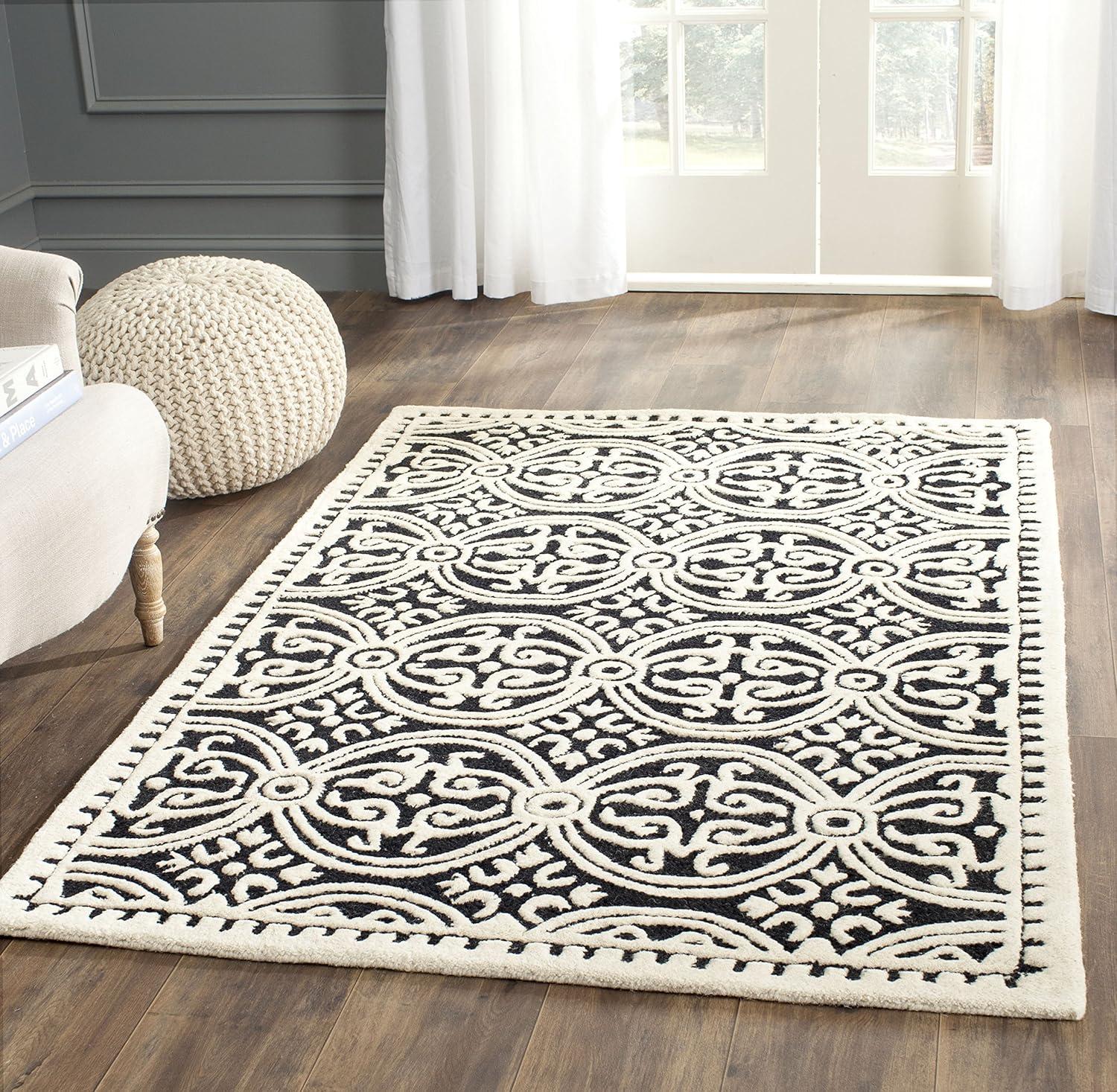 SAFAVIEH Cambridge Collection 3' x 5' Dark Green / Ivory CAM123Y Handmade Moroccan Premium Wool Area Rug