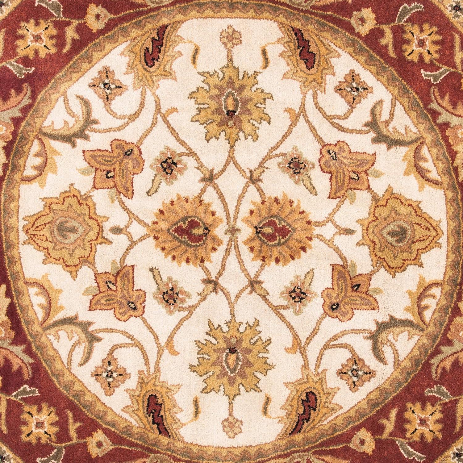 Classic CL244 Hand Tufted Accent Rug - Ivory/Red - 3'6" Round - Safavieh.