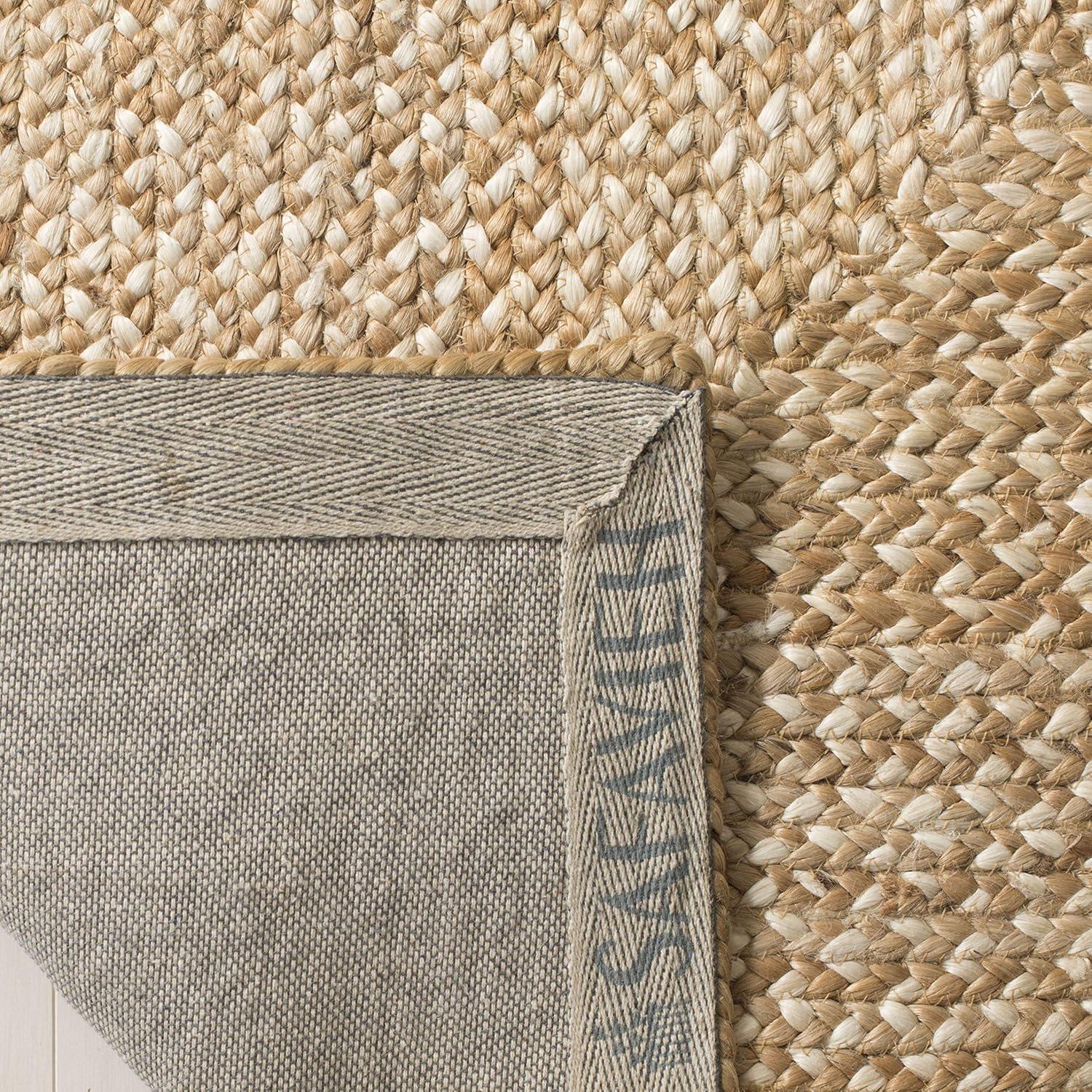 SAFAVIEH Natural Fiber Leo Geometric Area Rug, Natural/Ivory, 4' x 4' Square