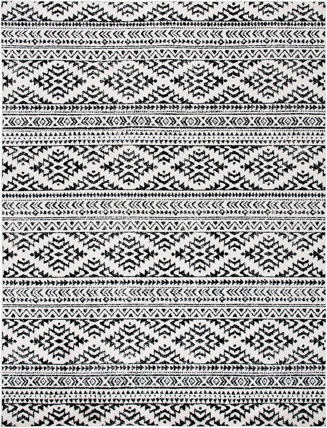 SAFAVIEH Tulum Lakisha Distressed Southwestern Area Rug, 9' x 12', Ivory/Black