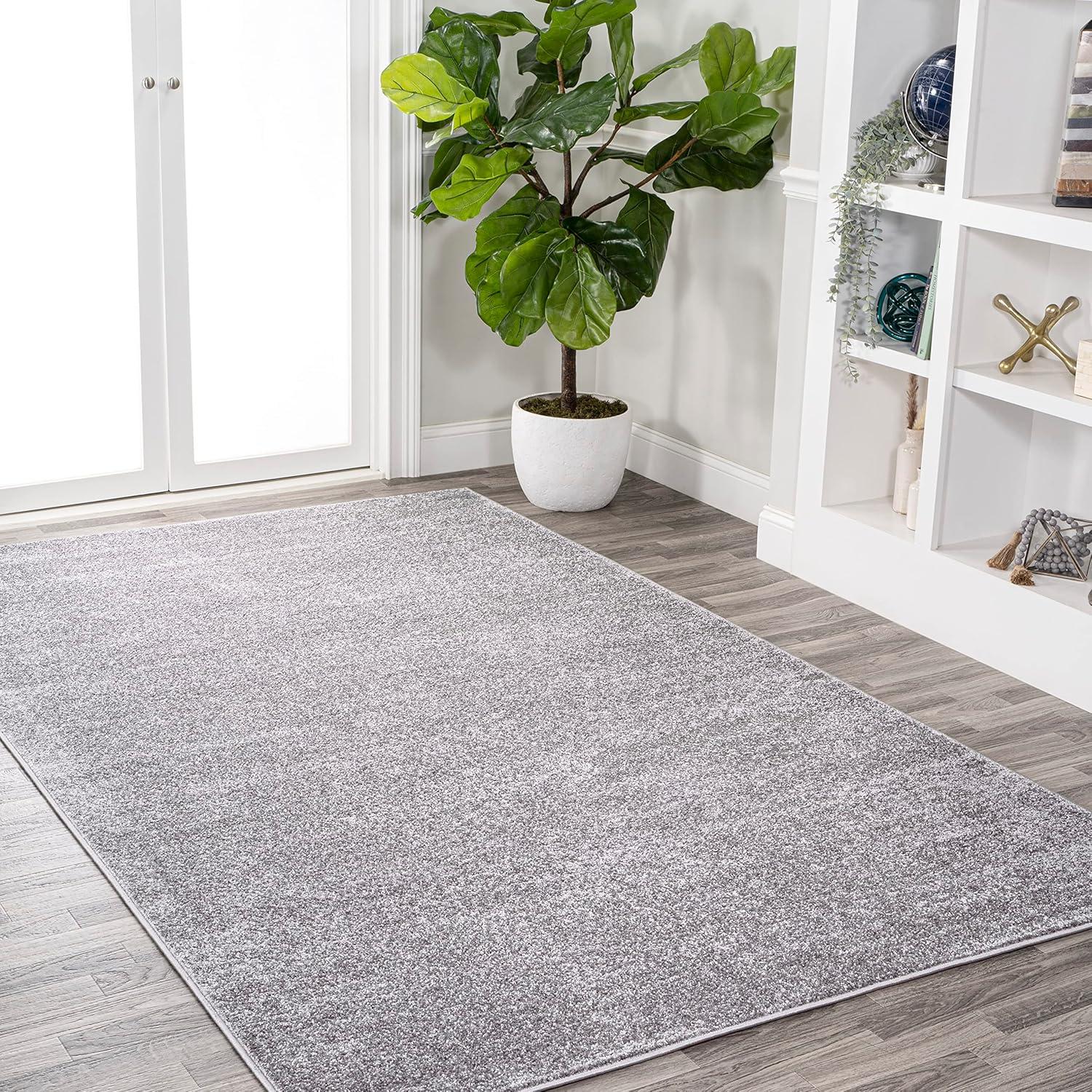 10' X 14' Rectangle Haze Solid Low-Pile Area Rug , Gray - JONATHAN Y