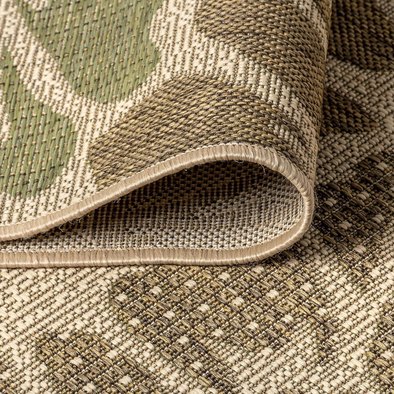 3'x5' Zinnia Modern Floral Textured Weave Indoor/Outdoor Area Rug, Sage/Brown - JONATHAN Y