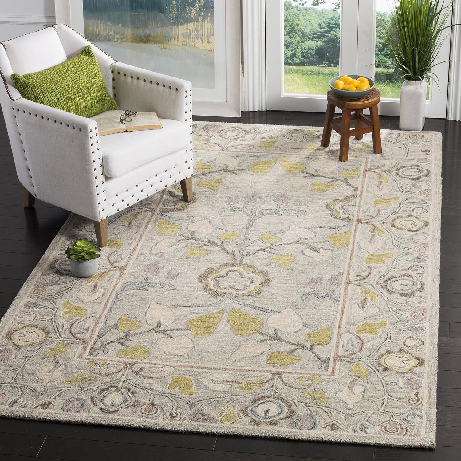 Gray and Multicolor Hand-Tufted Wool 4' x 6' Area Rug