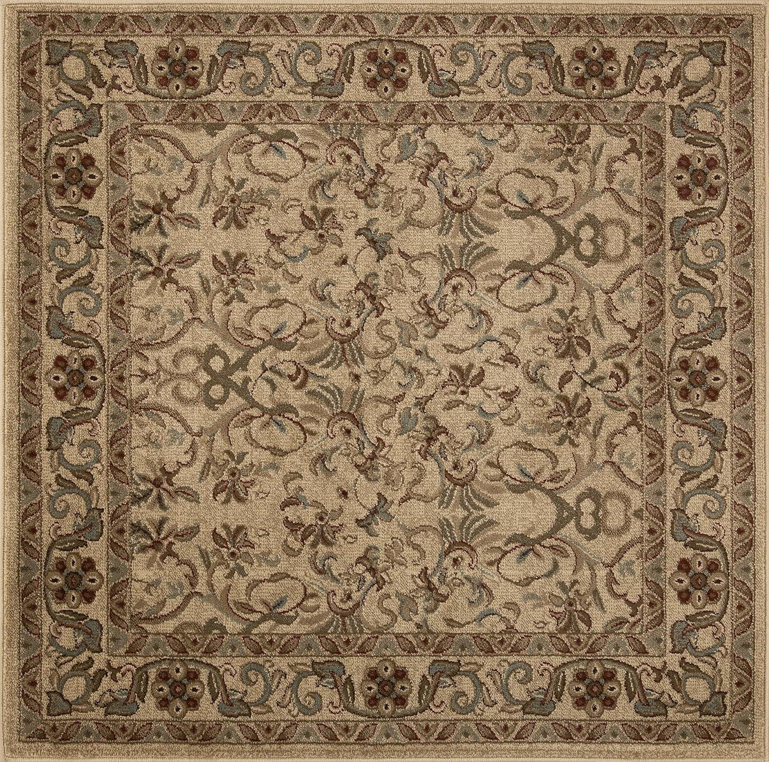 Superior Heritage Oriental Floral Indoor Area Rug, 8' x 8' Square, Ivory