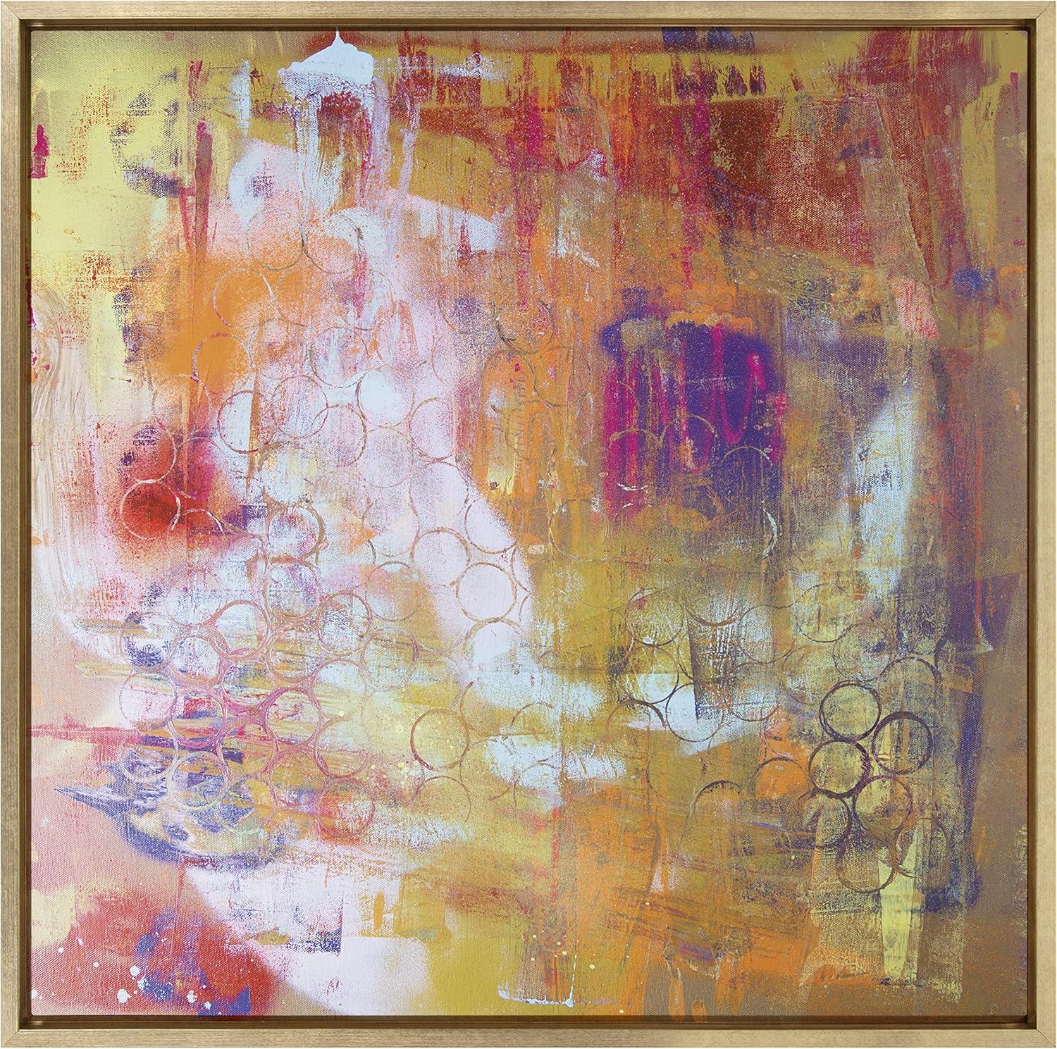 Kate and Laurel Sylvie Changes Framed Canvas by Grant Mahr, 30x30, Bright Gold