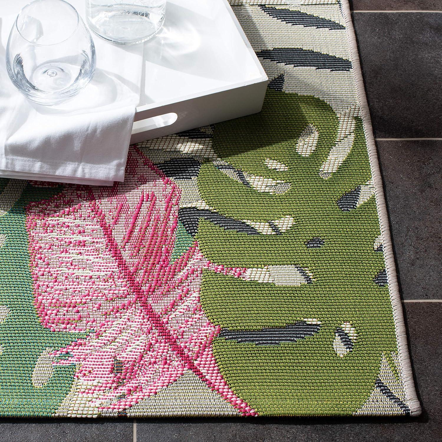 Barbados 500 BAR551 Power Loomed Indoor/Outdoor Area Rug - Grey/Pink - 5'3"x5'3" - Safavieh