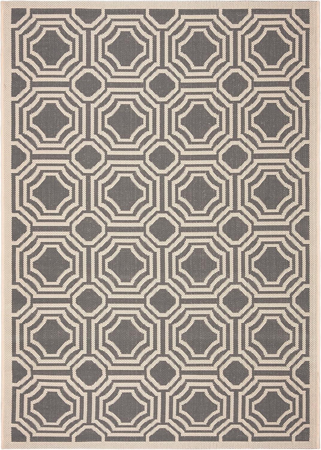 Courtyard CY6112 Power Loomed Indoor and Outdoor Accent Rug - Anthracite/Beige - 2'7"x5' - Safavieh