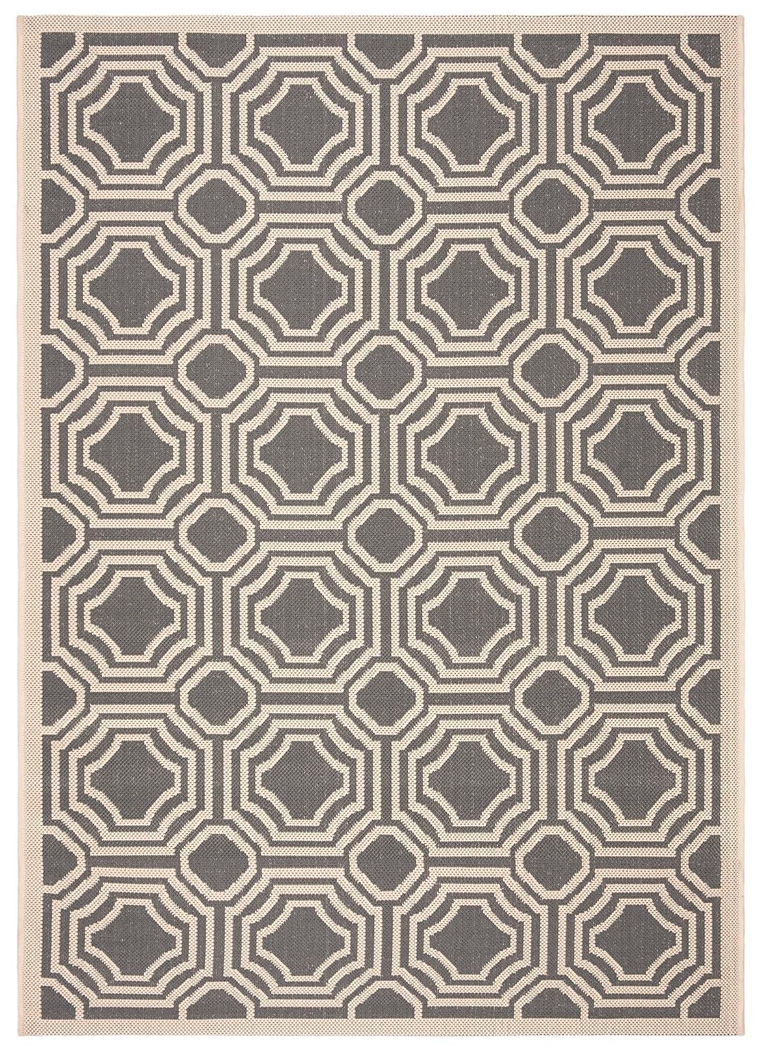 Courtyard CY6112 Power Loomed Indoor and Outdoor Accent Rug - Anthracite/Beige - 2'7"x5' - Safavieh