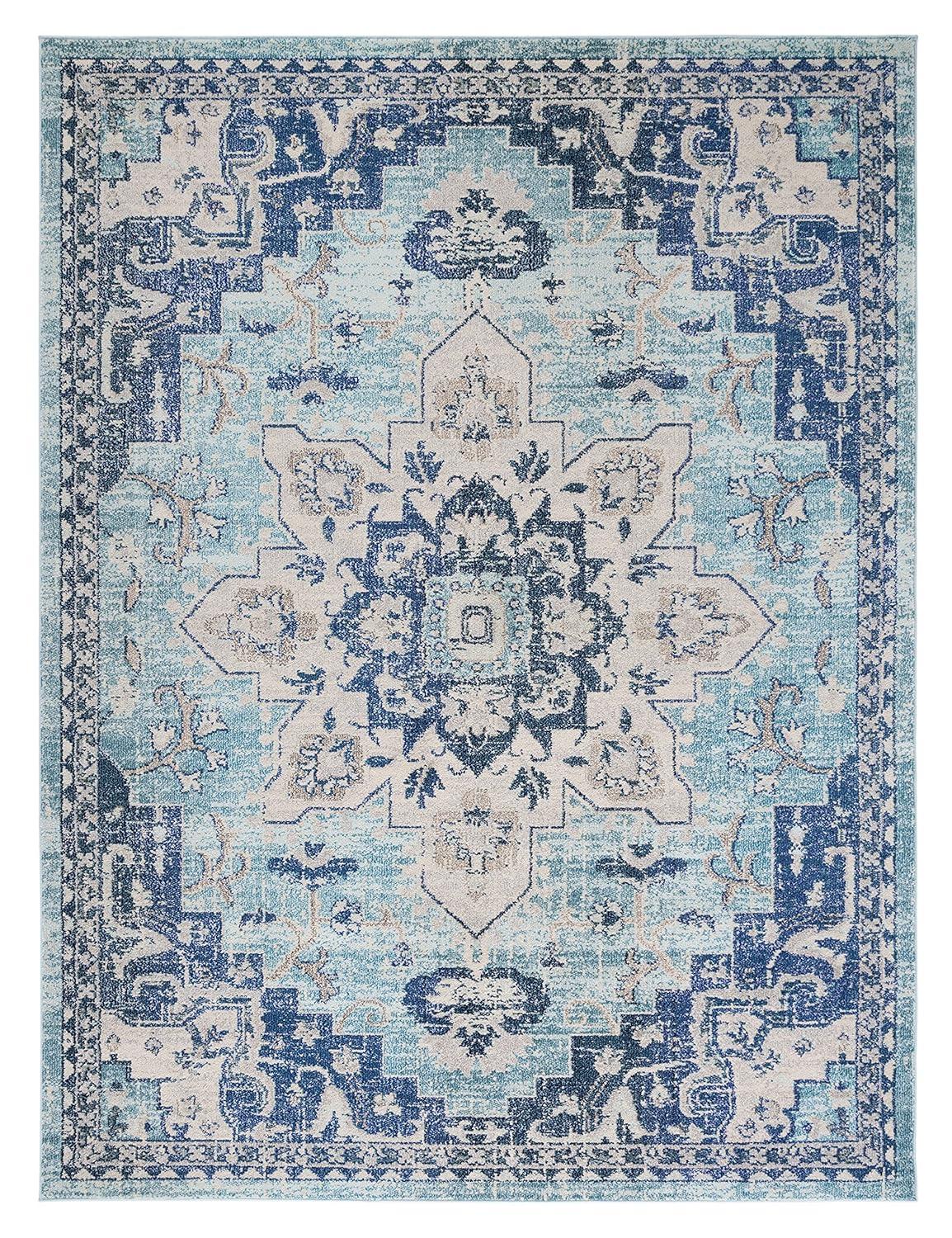 Madison MAD473 Power Loomed Indoor Area Rug - Teal/Navy - 5'3"x7'6" - Safavieh