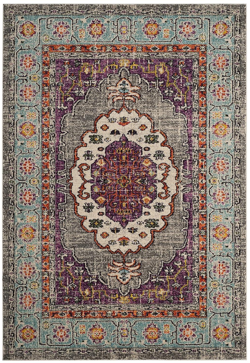 Monaco MNC246 Power Loomed Indoor Area Rug - Violet/Light Blue - 6'7"x9'2" - Safavieh.