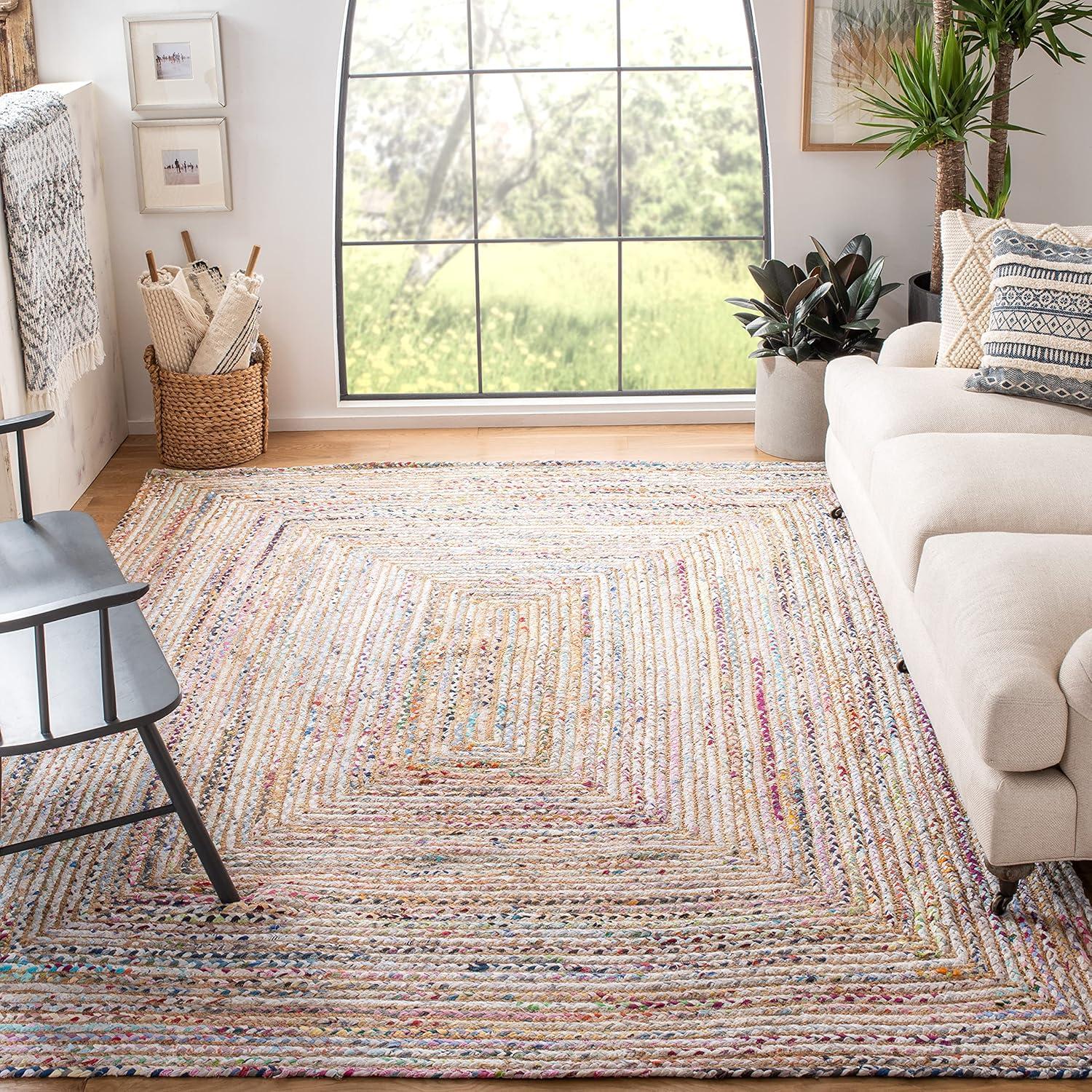 SAFAVIEH Cape Cod Miah Geometric Area Rug, Beige/Multi, 12' x 12' Square