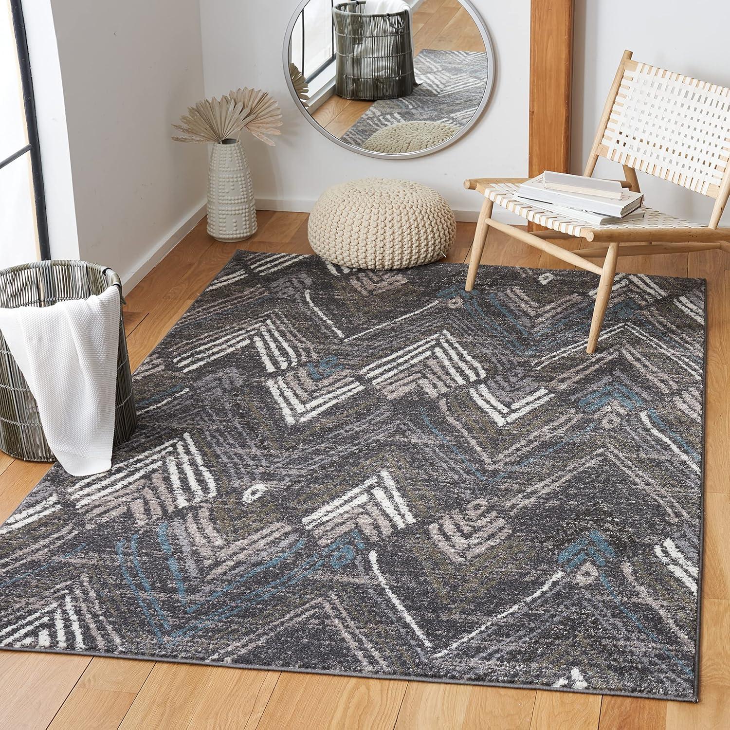Amsterdam AMS110 Power Loomed Indoor Area Rug - Dark Grey/Grey - 8'x10' - Safavieh