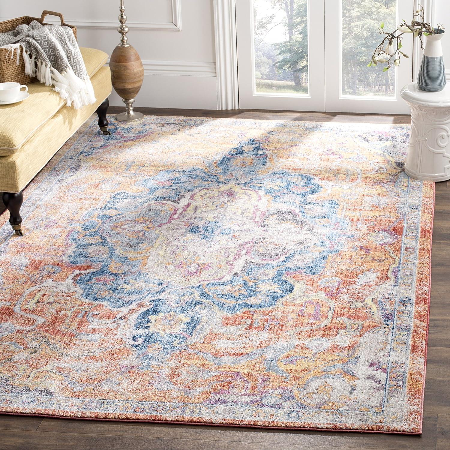 Bristol BTL350 Power Loomed Area Rug Blue / Orange 10' X 14' - Safavieh.