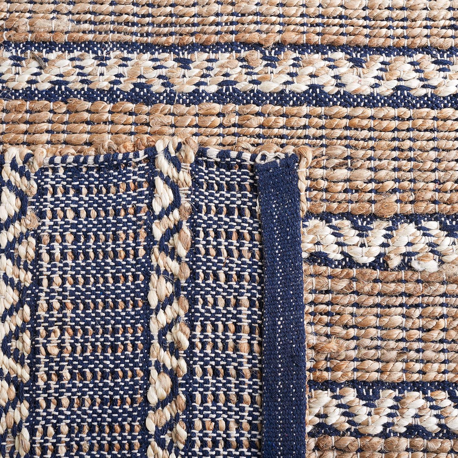 Natural Fiber NFB655 Flat Weave Indoor Area Rug - Navy/Natural - 8'x10' - Safavieh