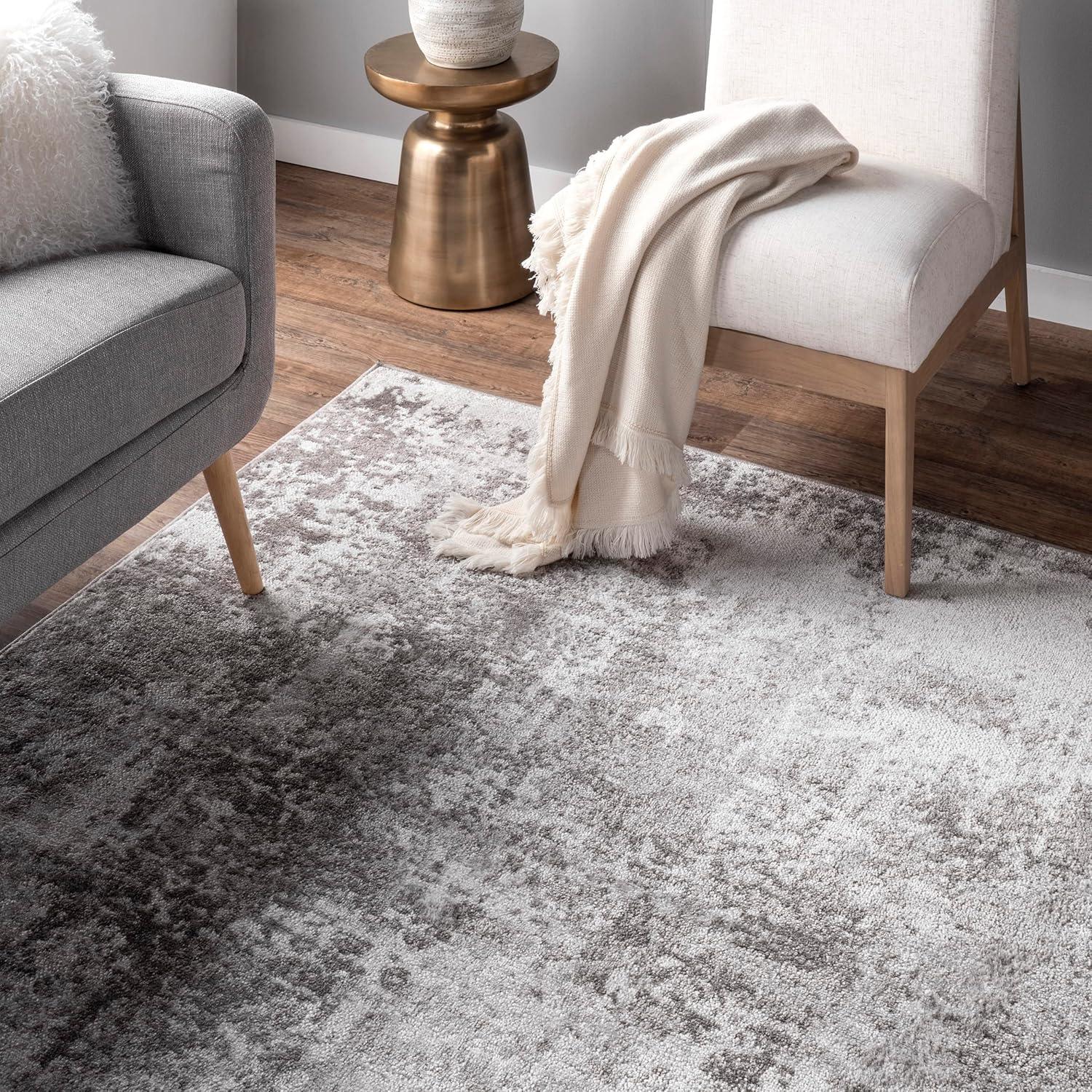 Jade Faded Abstract Area Rug Light Gray - nuLOOM