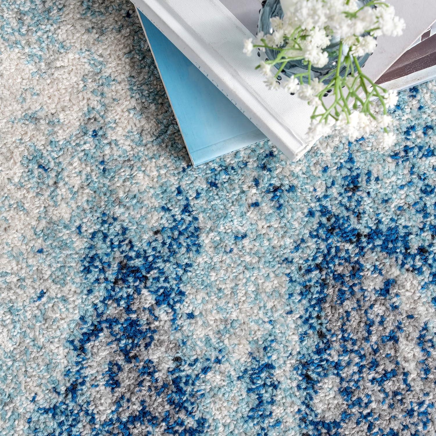 Nuloom Alayna Abstract 2x3 Accent Indoor Area Rug for Living Room Bedroom Dining Room Entryway Kitchen, Blue/Ivory